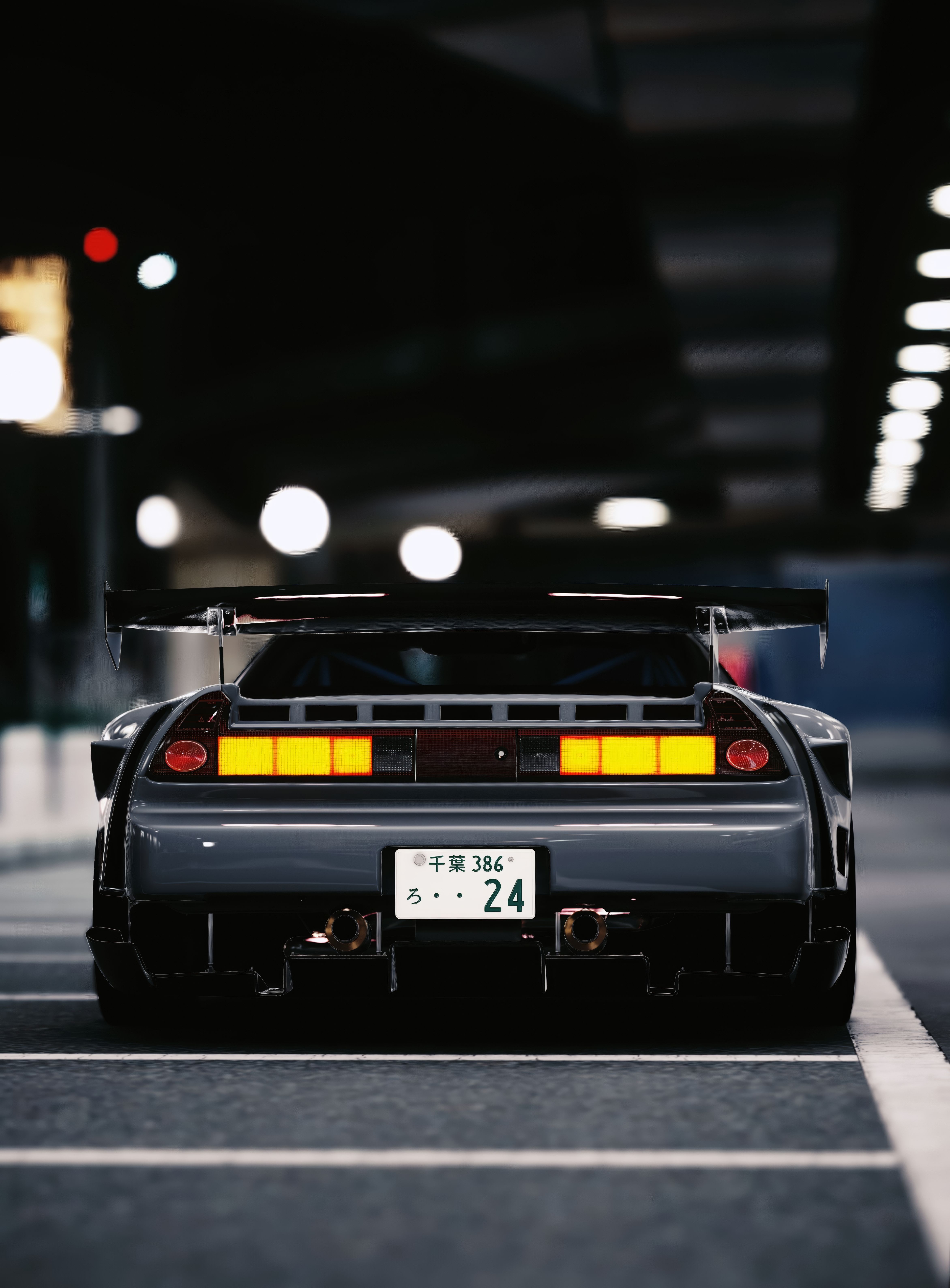 4686x6356 JDM Sports Car with Bodykit in Japanese Night Street · Free