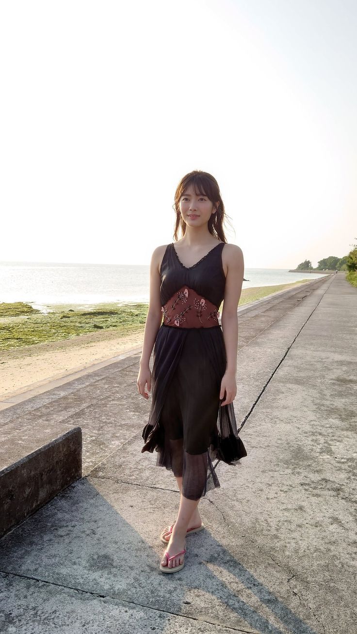 736x1308 Hideo muraoka model. Yurina kumai, Aya asahina wallpaper, Coastal romantic sleeveless dress