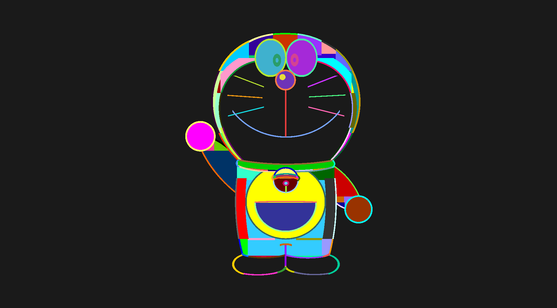 1857x1030 Doraemon, created entirely by applying 94 gradients on a single <div> element