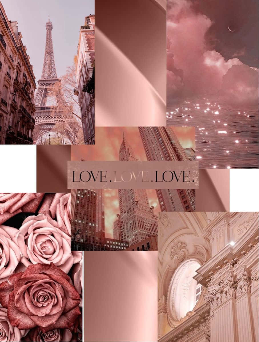 907x1200 Download Rose Gold Aesthetic Collage Wallpaper