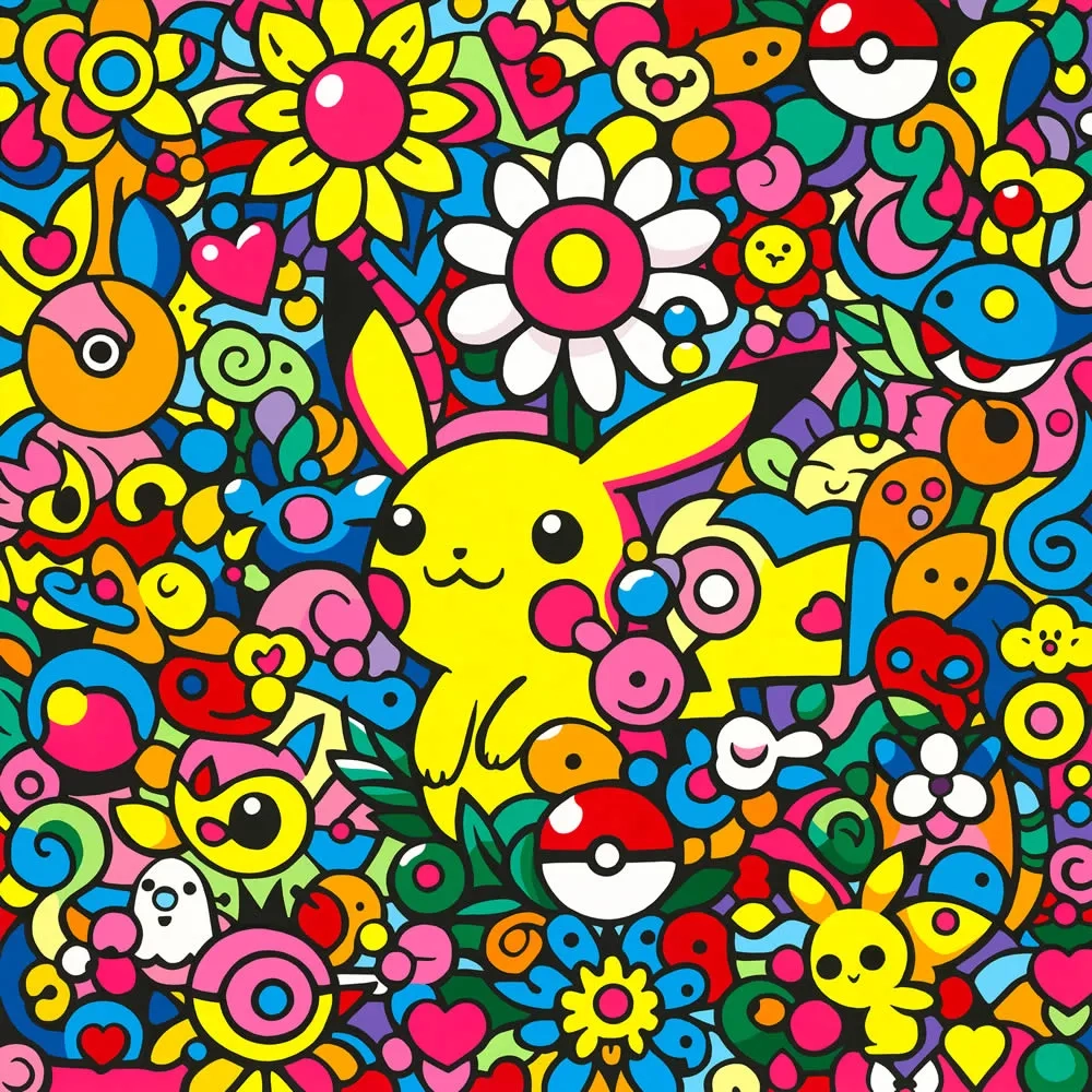 1000x1000 Poke Frenzy By Papmam Pokémon Inspired Tribute Painting