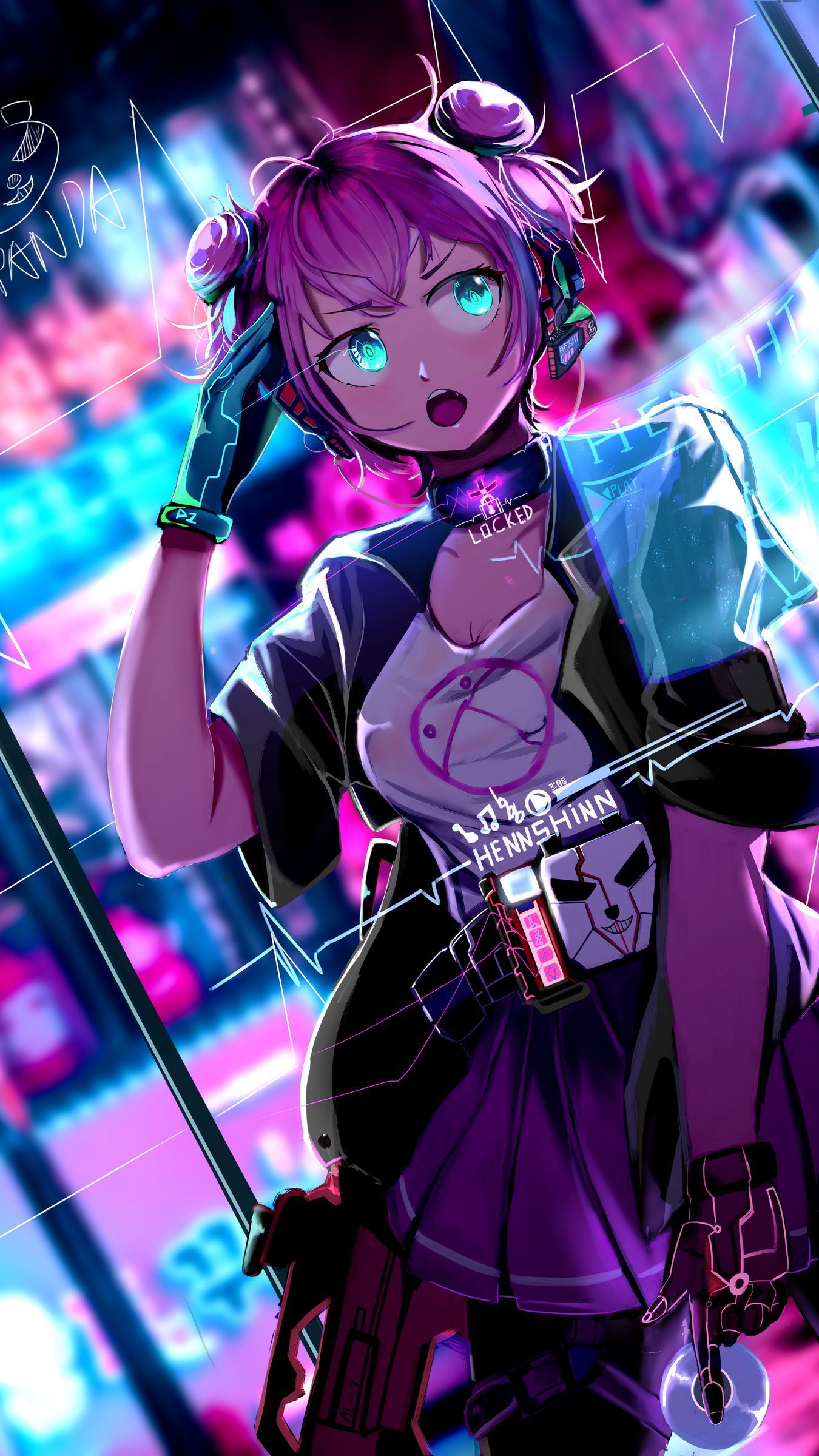 1350x2400 Download wallpaper 1350x2400 girl, glance, style, cyberpunk, anime, art iphone 8+/7+/6s+/for parallax HD background