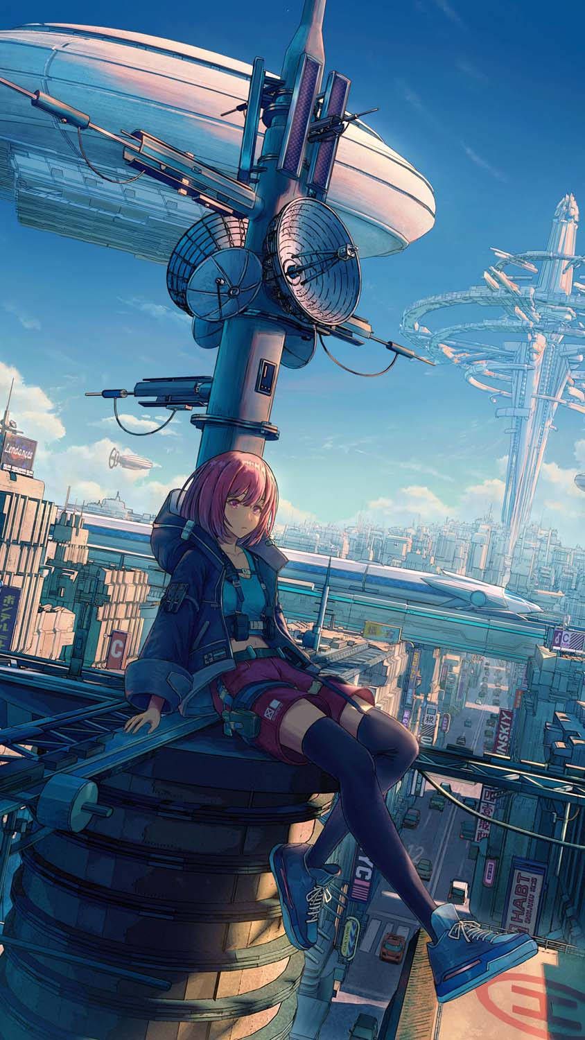 844x1500 Cyberpunk Anime iPhone Wallpaper