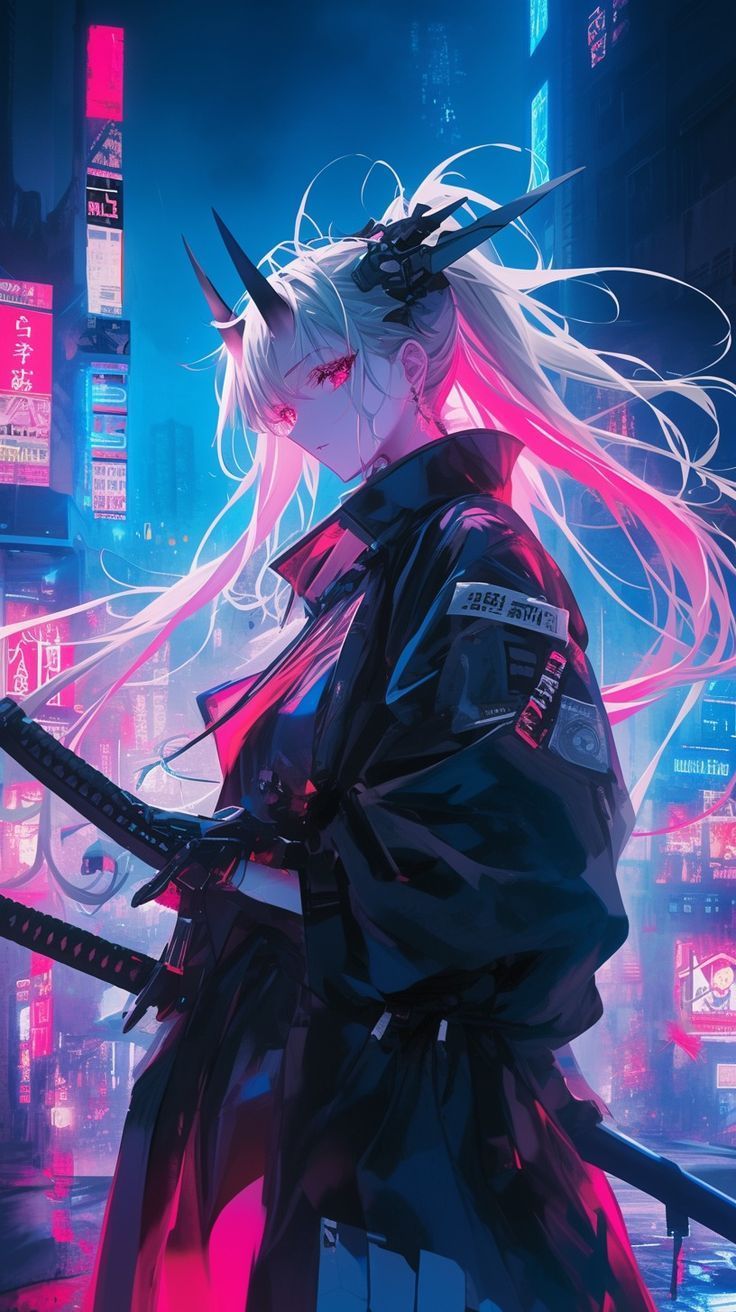 736x1312 Aesthetic cyberpunk anime wallpaper. Cyberpunk profile, Samurai cyberpunk pfp, Cyberpunk anime girl