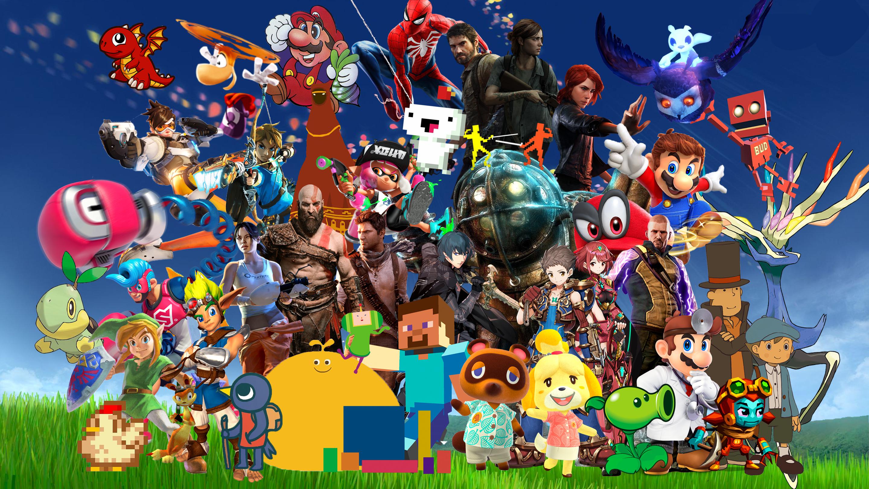 2880x1620 I made a background featuring all of my favorite video game characters!