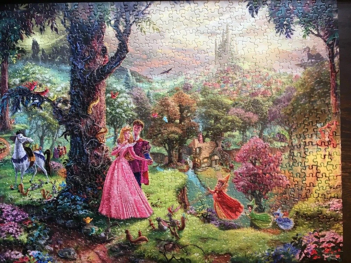 1200x900 DISNEY SLEEPING BEAUTY 750 PC JIGSAW PUZZLE THOMAS KINKADE ART USED COMPLETE