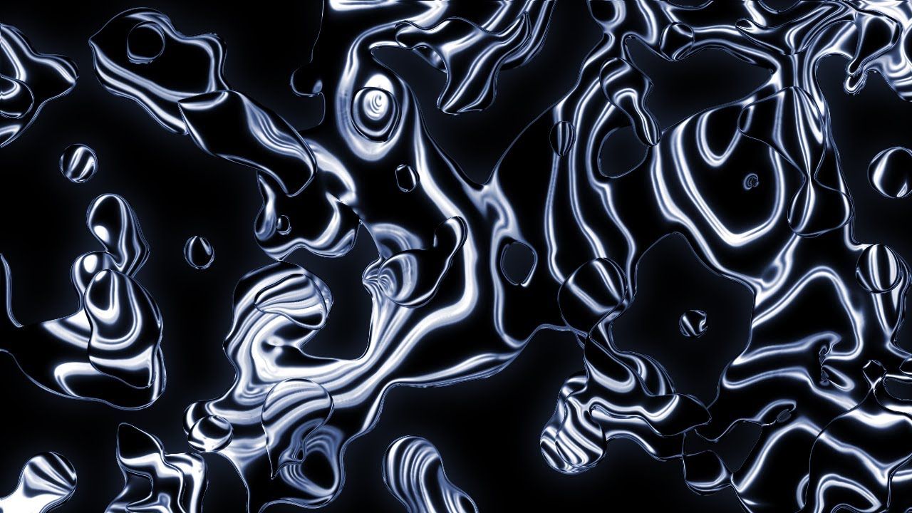 1280x720 Liquid Glass Animation On Black Background (Blue neon). 4K 60fps Video Loop