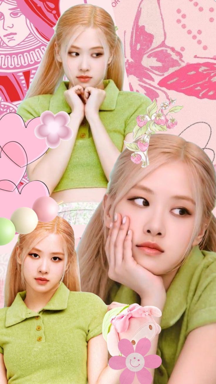 736x1308 simple #pink #green #pinkandgreen #cute #rose #blackpink #blackpinkrose