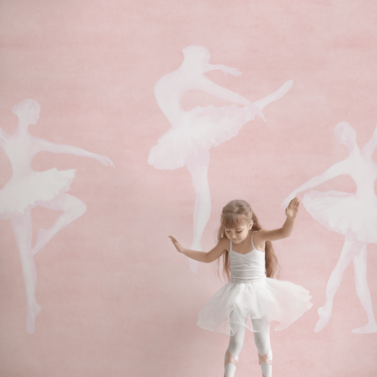1200x1200 Pink & White Ballerina Wallpaper Sample (Mural Edition)