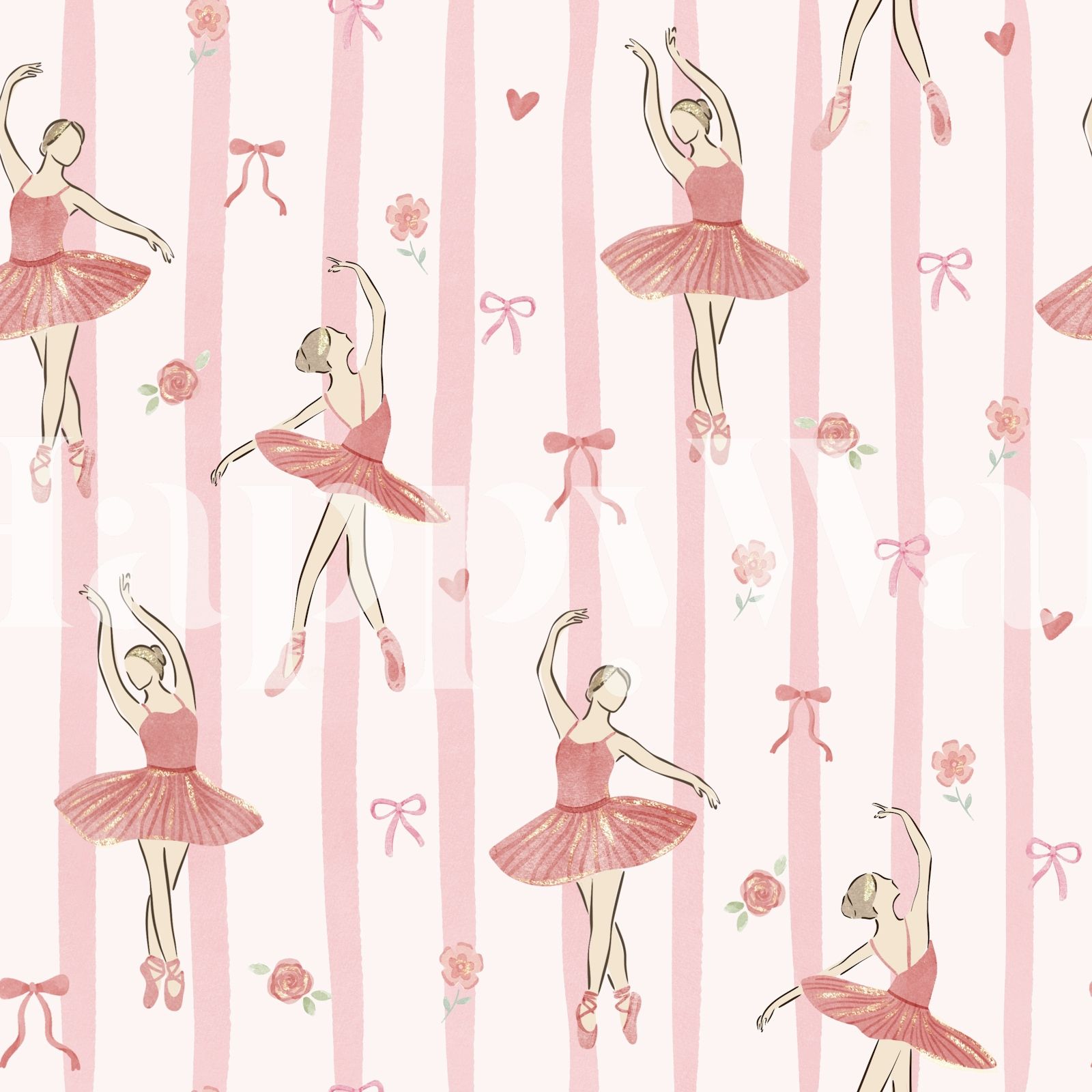 1600x1600 Pink Ballet Dancers And Ribbons Wallpaper