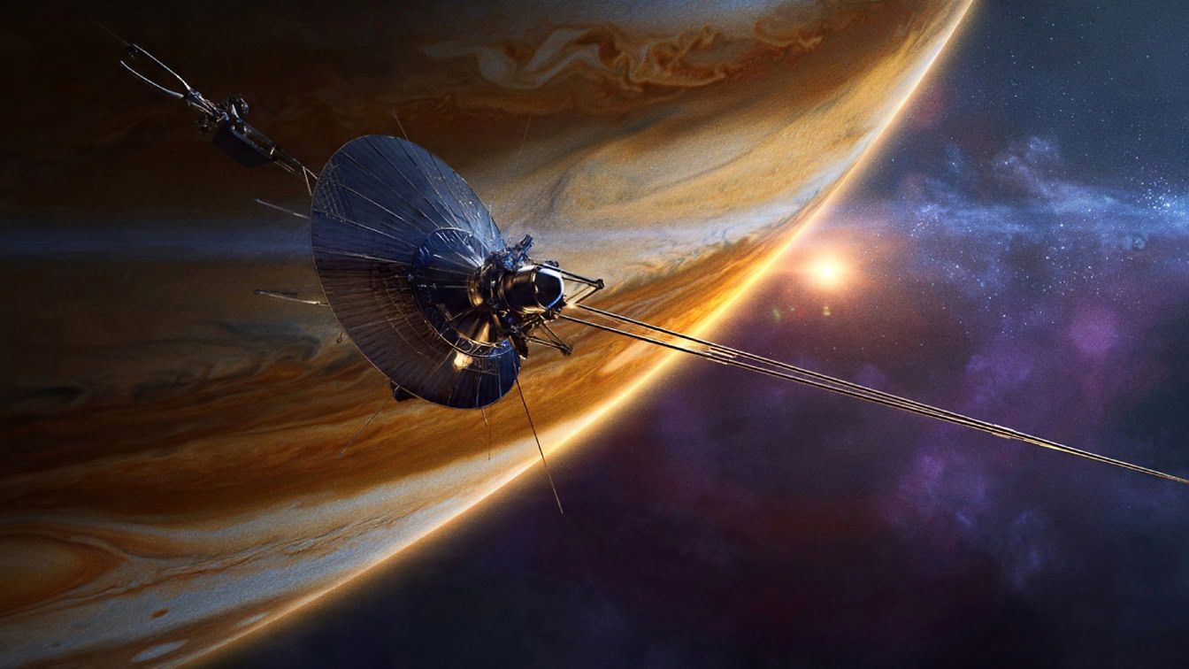 1344x756 Free picture: An illustration of a satellite in orbit around an unknown planet in deep universe