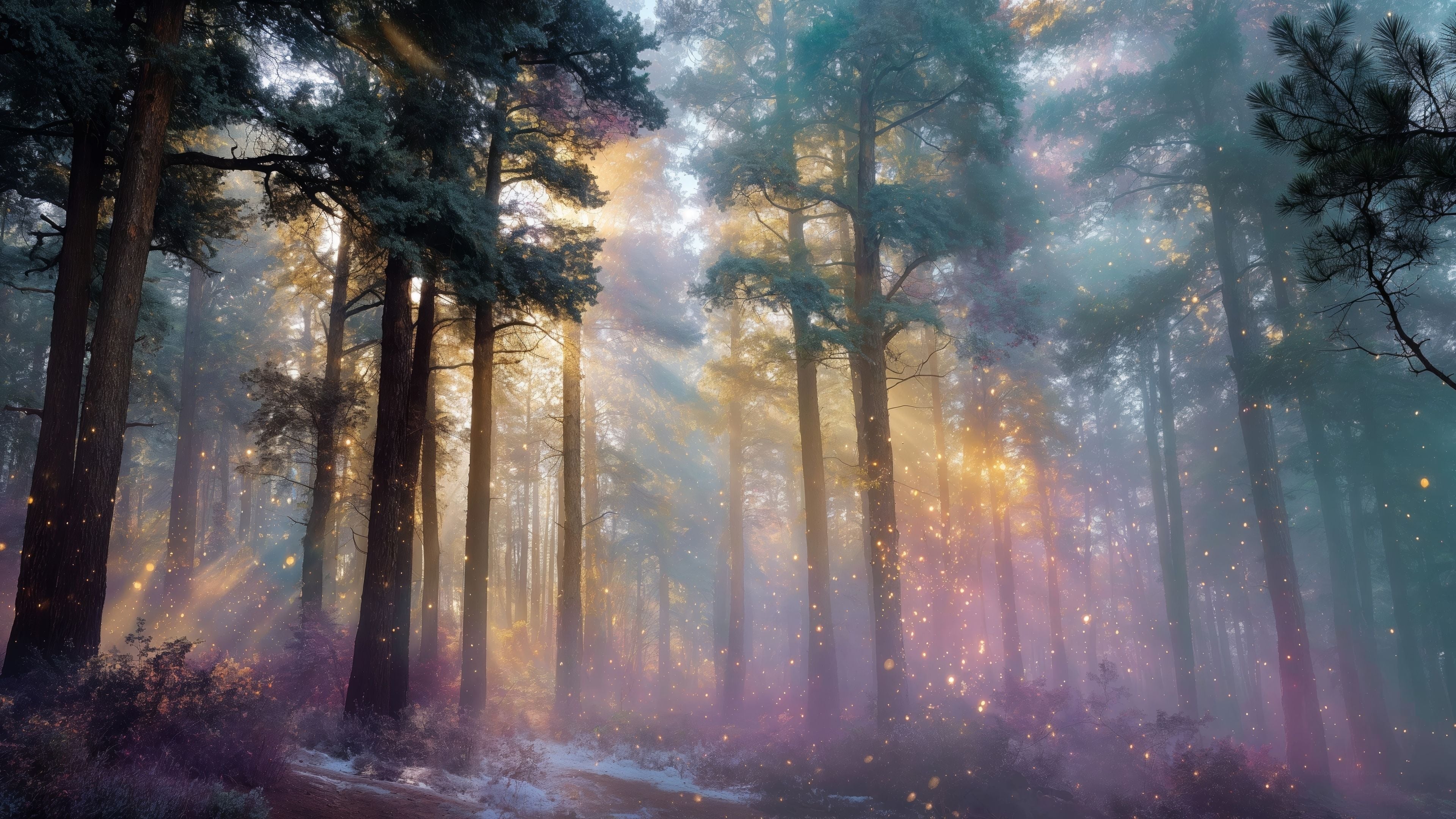 3840x2160 Tranquil vibes Wallpaper 4K art, Colorful woods