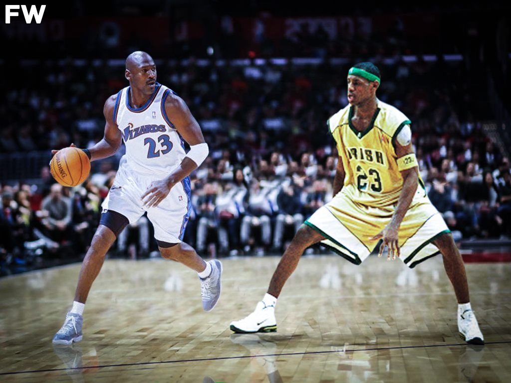 1024x768 Who Wins 1 On 1 Game: 16 Year Old LeBron James Vs. 38 Year Old Michael Jordan (Full Breakdown)