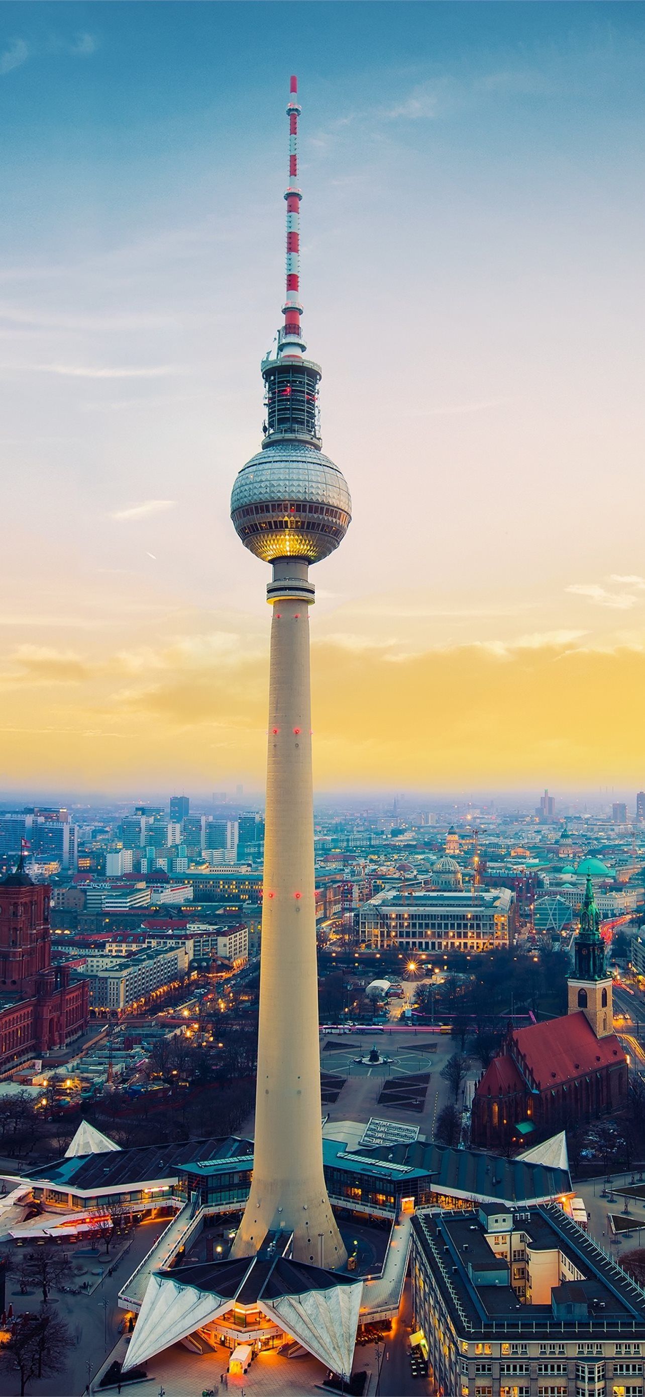 1284x2778 Berlin Fernsehturm High Tower Buildings Clouds for. iPhone Wallpaper Free Download
