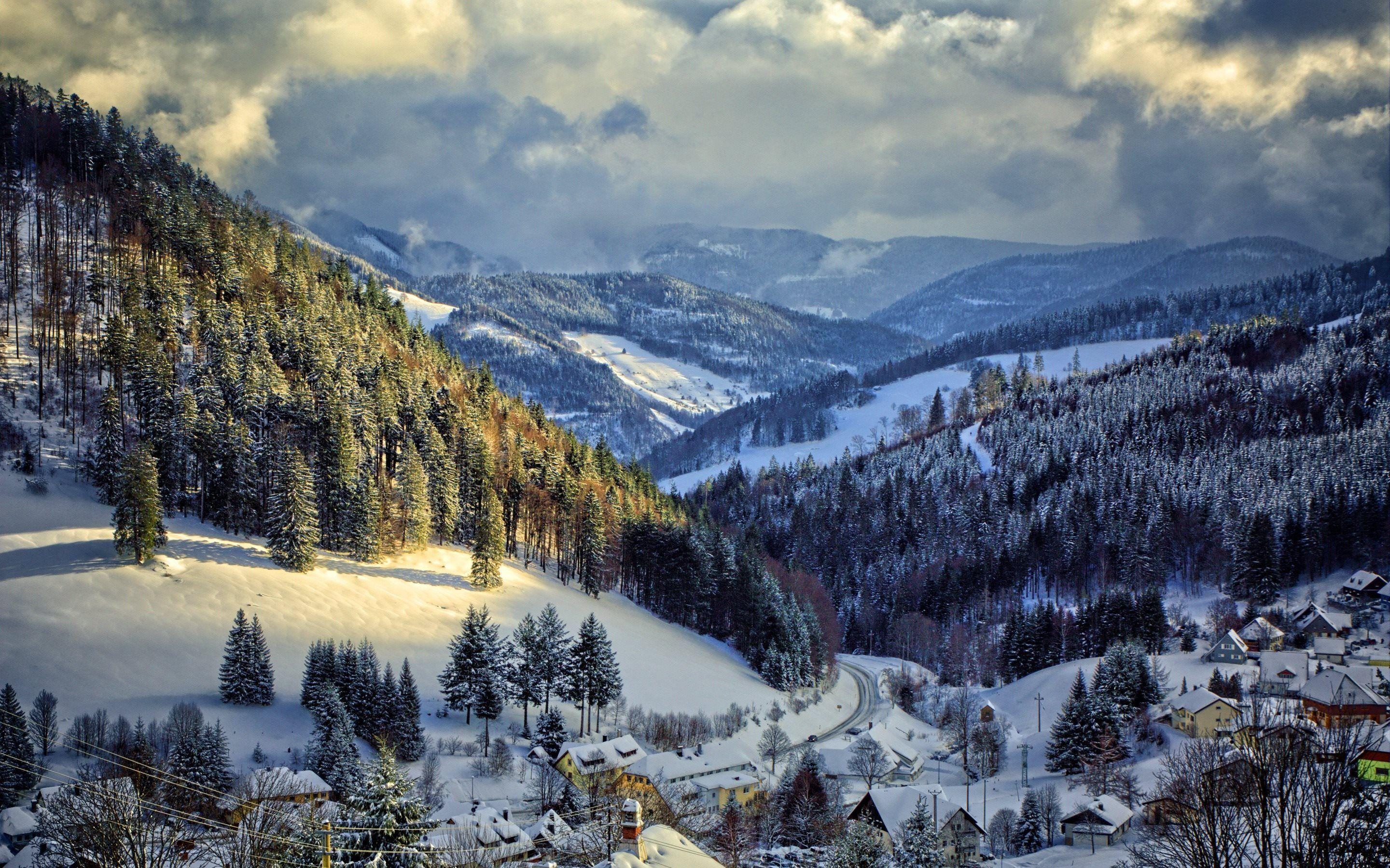2880x1800 Download wallpaper winter, mountains, ski resort, forest, Muggenbrunn, Germany for desktop with resolution 2880x1800. High Quality HD picture wallpaper