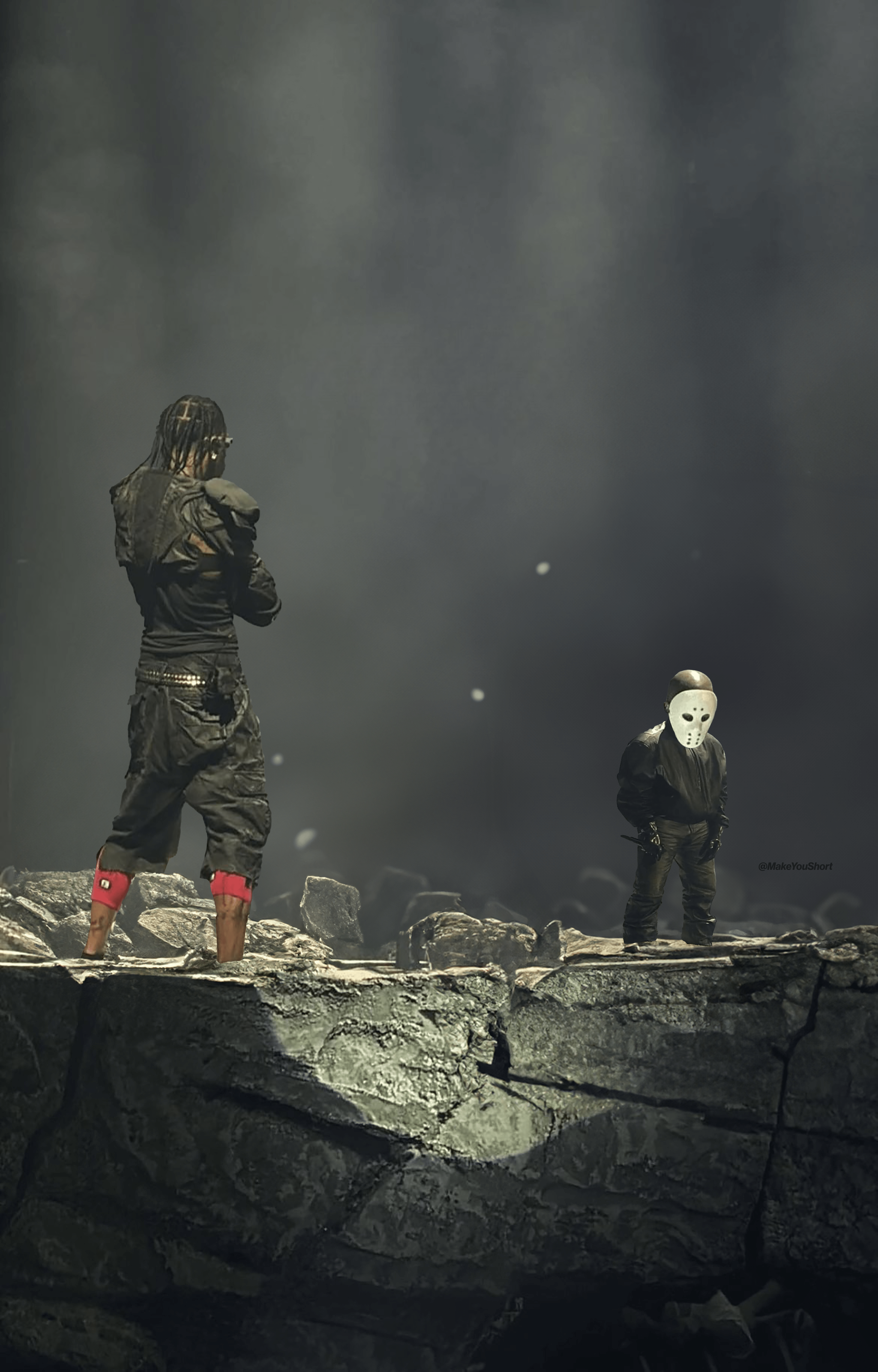 4875x7617 Ye performing with Travis Scott last night