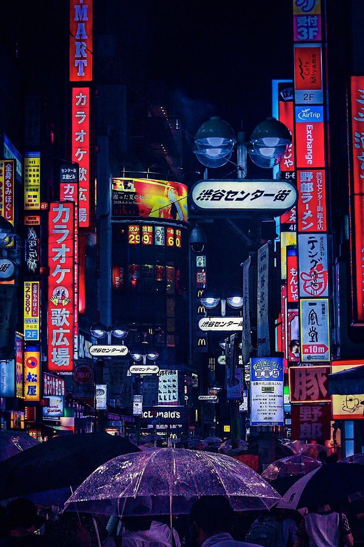 736x1104 Shibuya on a rainy Tuesday night. (OC)