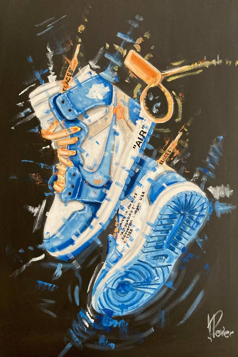770x1156 Nike Air Jordan 1 Off White UNC Painting