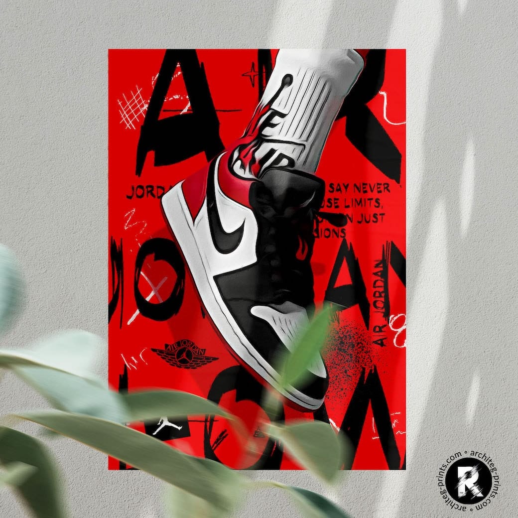 1040x1040 Nike Air Jordan Red Pop Art Poster Print