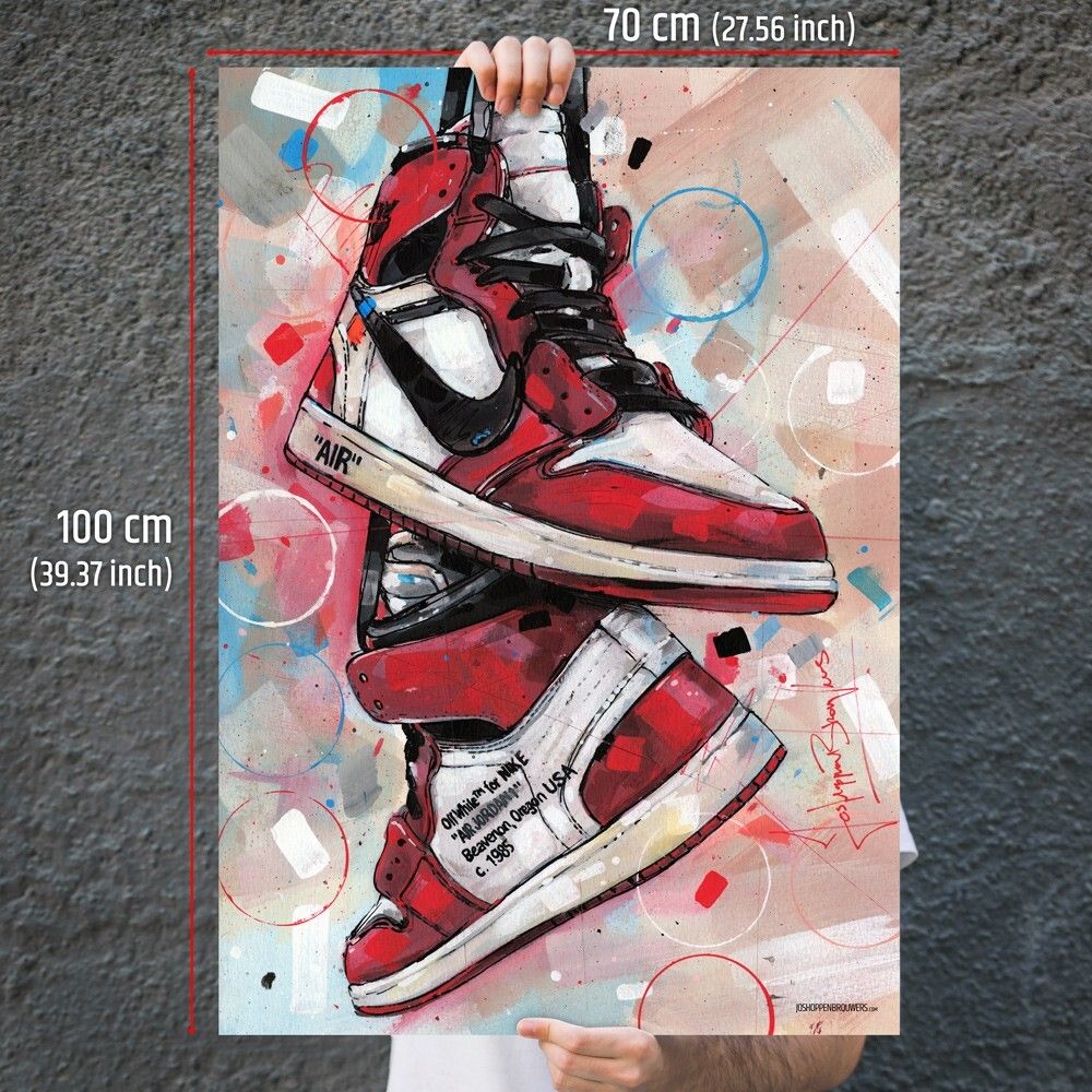 1000x1000 Nike Air Jordan 1 Off White Chicago Poster (70x100cm / 27.56x39.37 Inch)