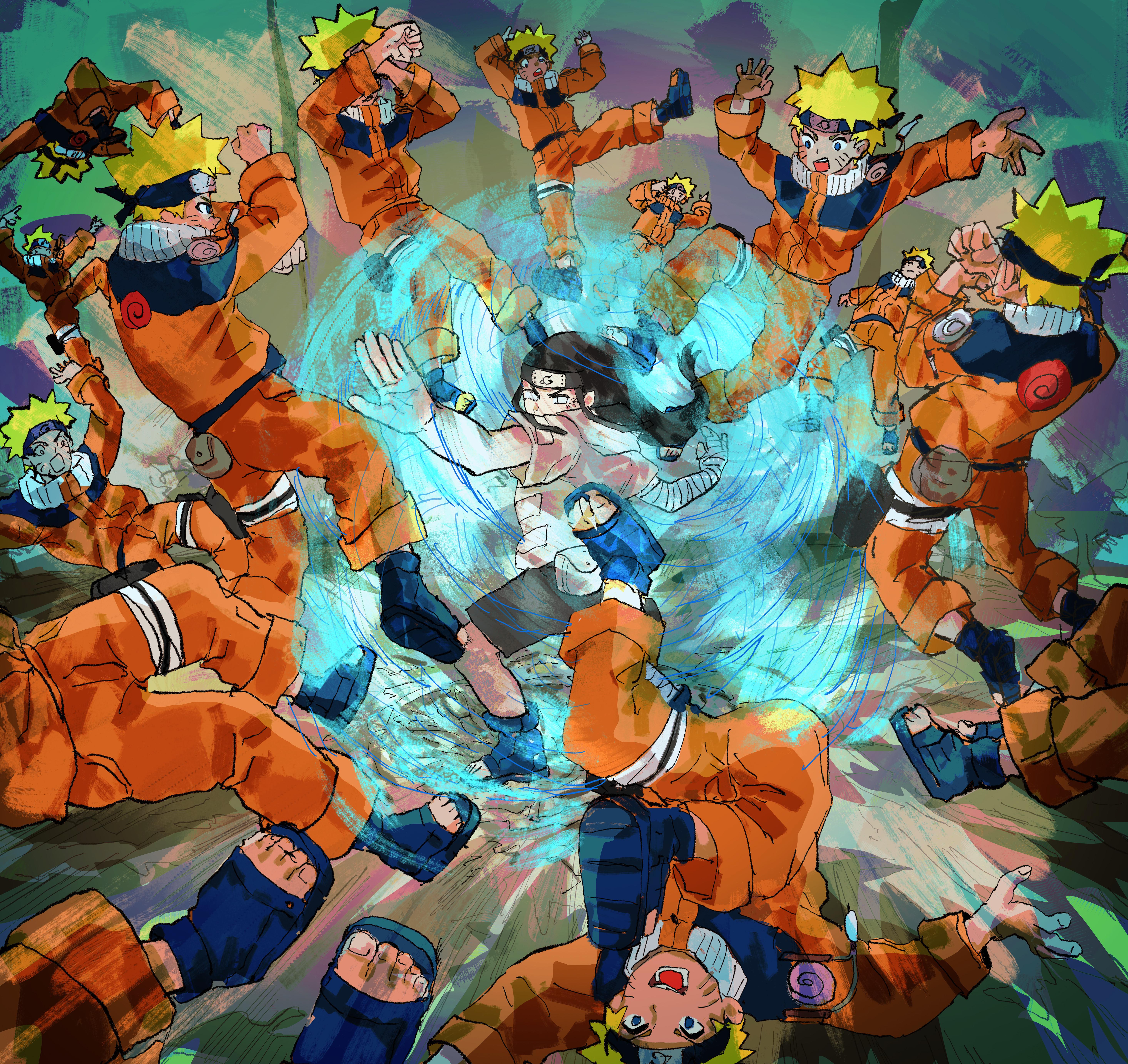 5861x5529 Naruto Vs Neji Wallpaper