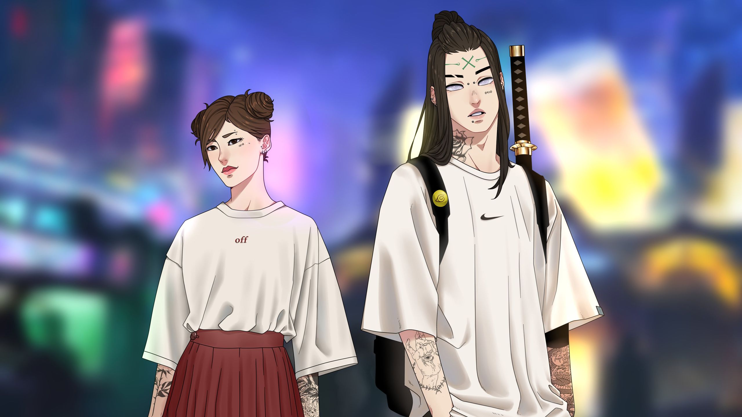 2560x1440 Neji Hyuga Nike Off White Tenten HD Naruto Wallpaper