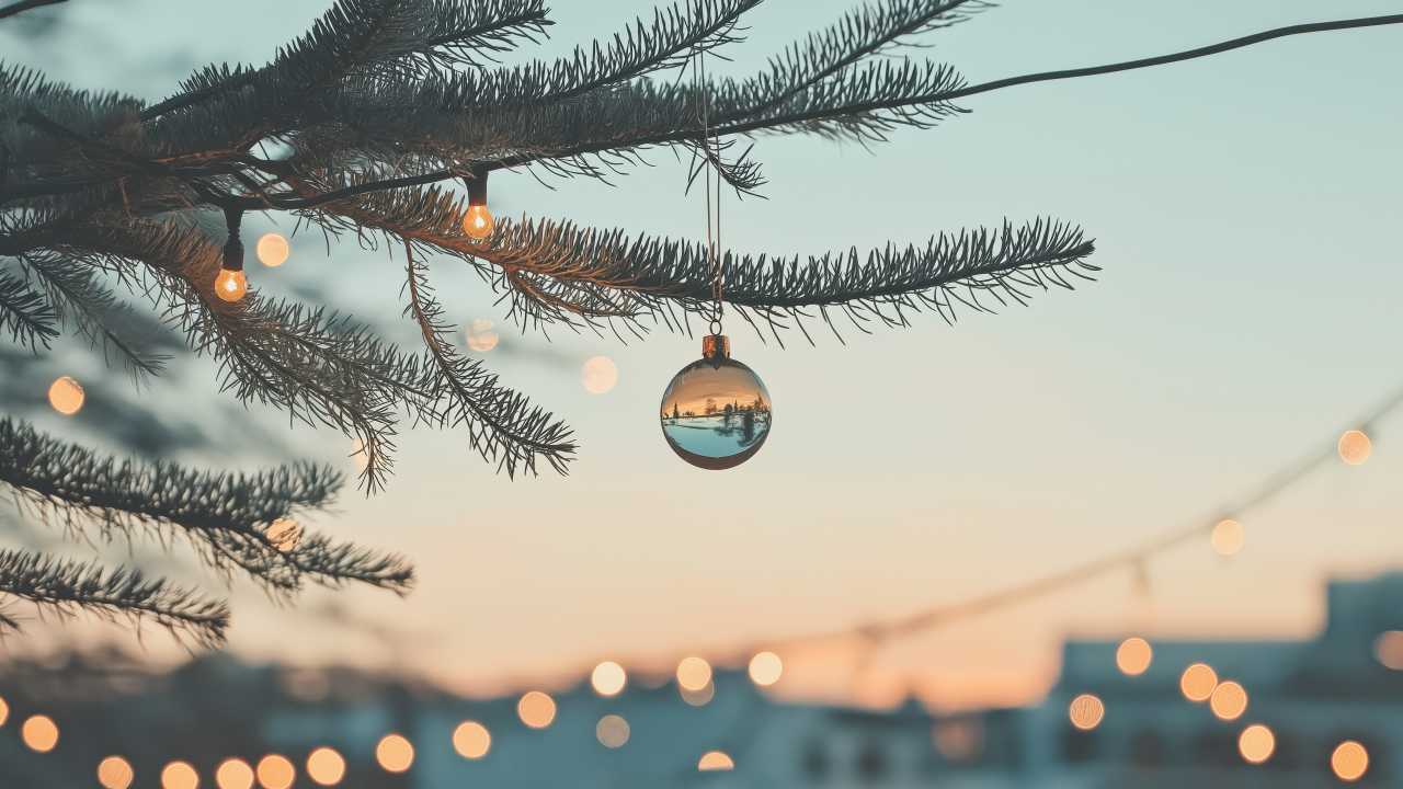 1280x720 Christmas Wallpaper 4K branch, Cozy vibes