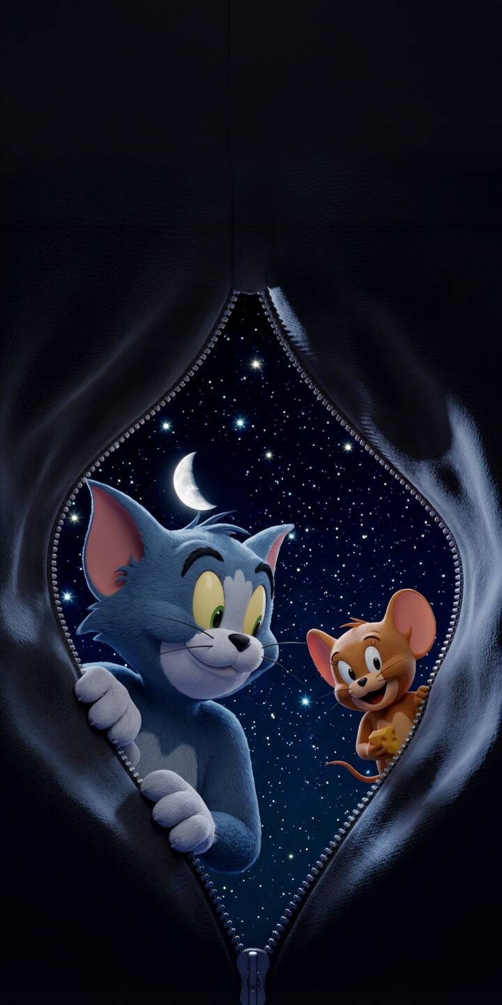 720x1440 Tom Jerry Zipper Night Wallpaper