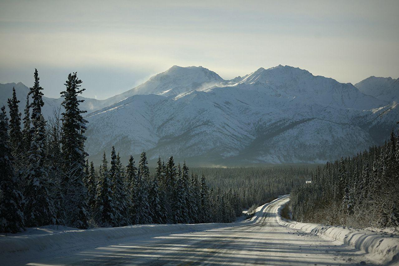 1280x853 Picture Nature Winter Mountains Roads forest