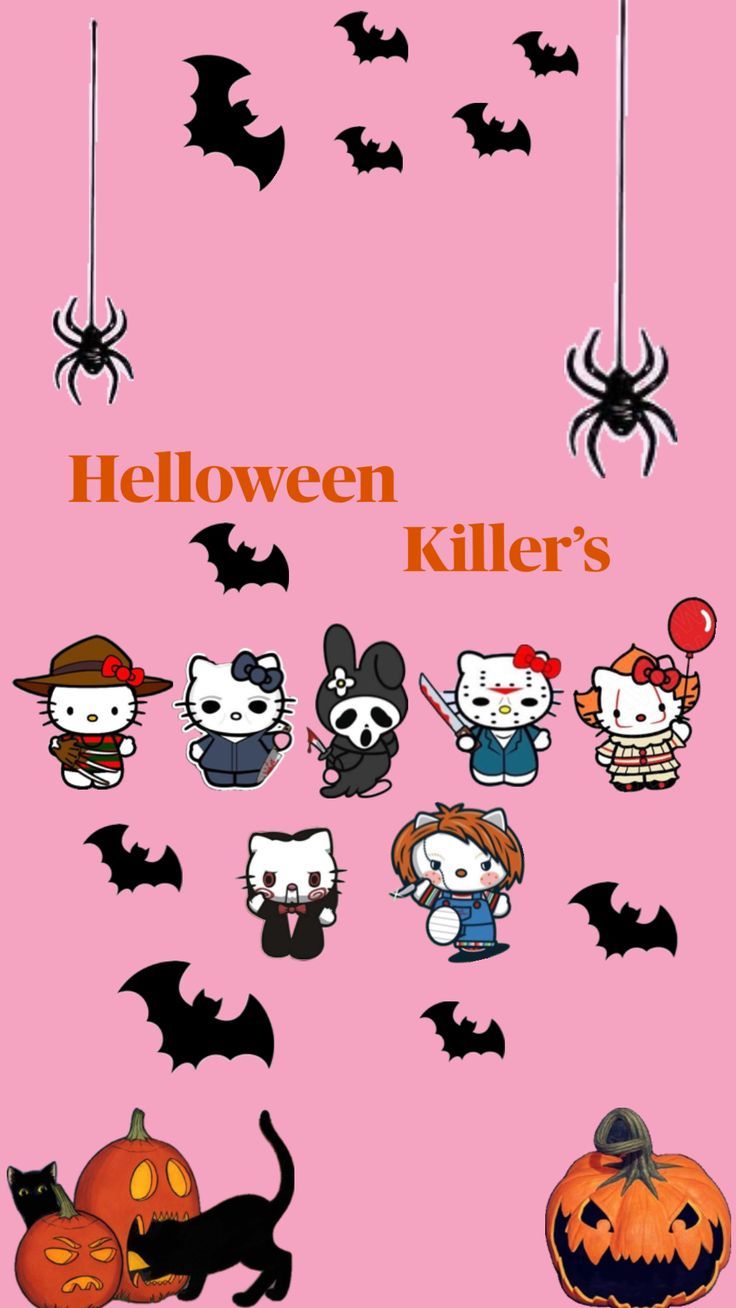 736x1308 halloween #halloweenwallpaper #sanrio #sanriohalloween #fridaythe13th #ghostface #freddy #it #chucky #michaelmyers #wallpaper #hellokitty #hellokittywallpaer