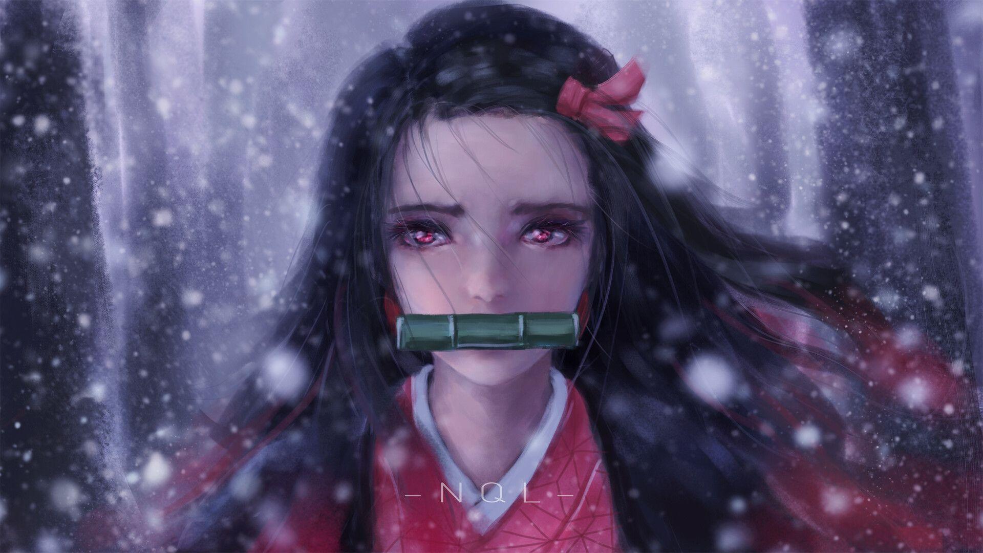 1920x1080 Desktop wallpaper beautiful, red eyes, nezuko kamado, anime, HD image, picture, background, c4e351