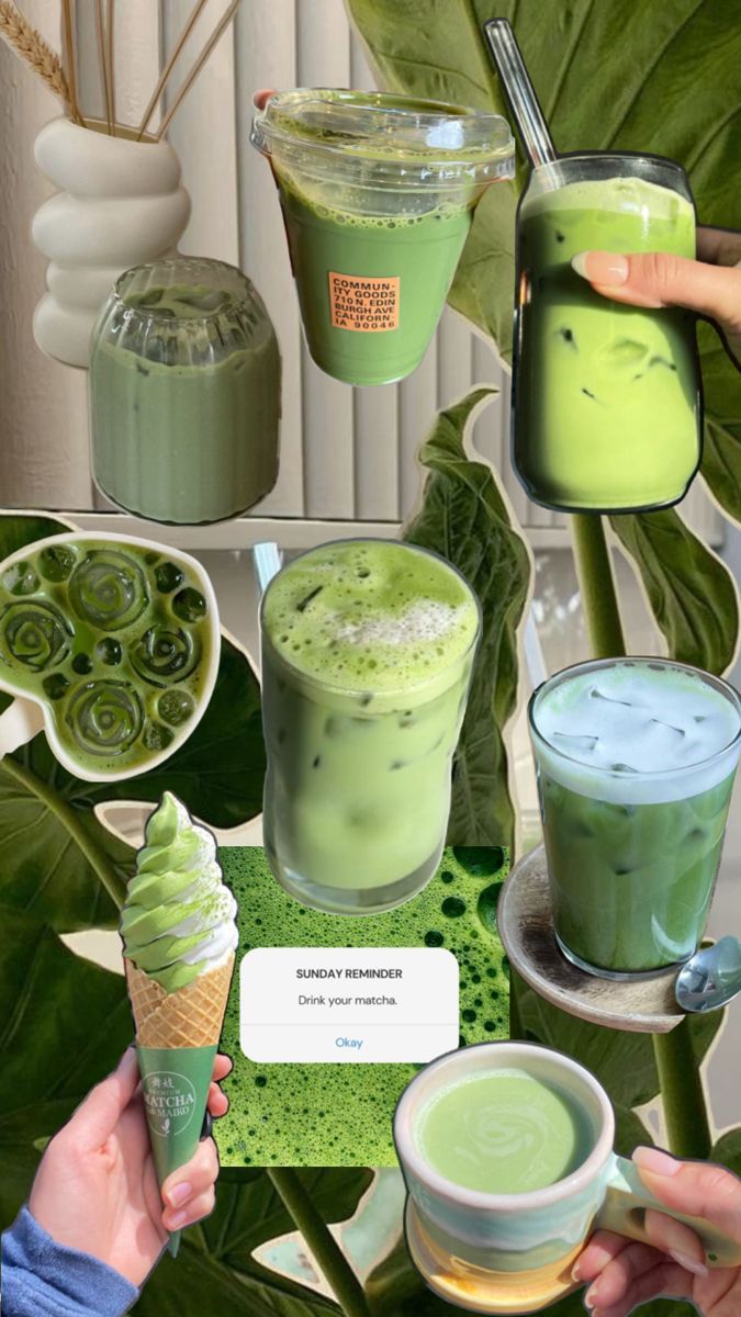 675x1200 Different Types of Green Drinks. Matcha tea wallpaper, Matcha desserts collage, Matcha drink wallpaper