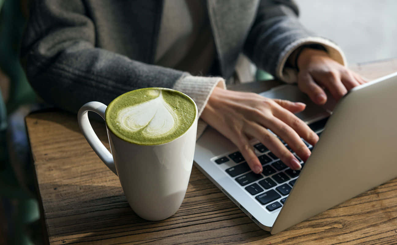 1297x800 Download Matcha Latte Work Session Wallpaper