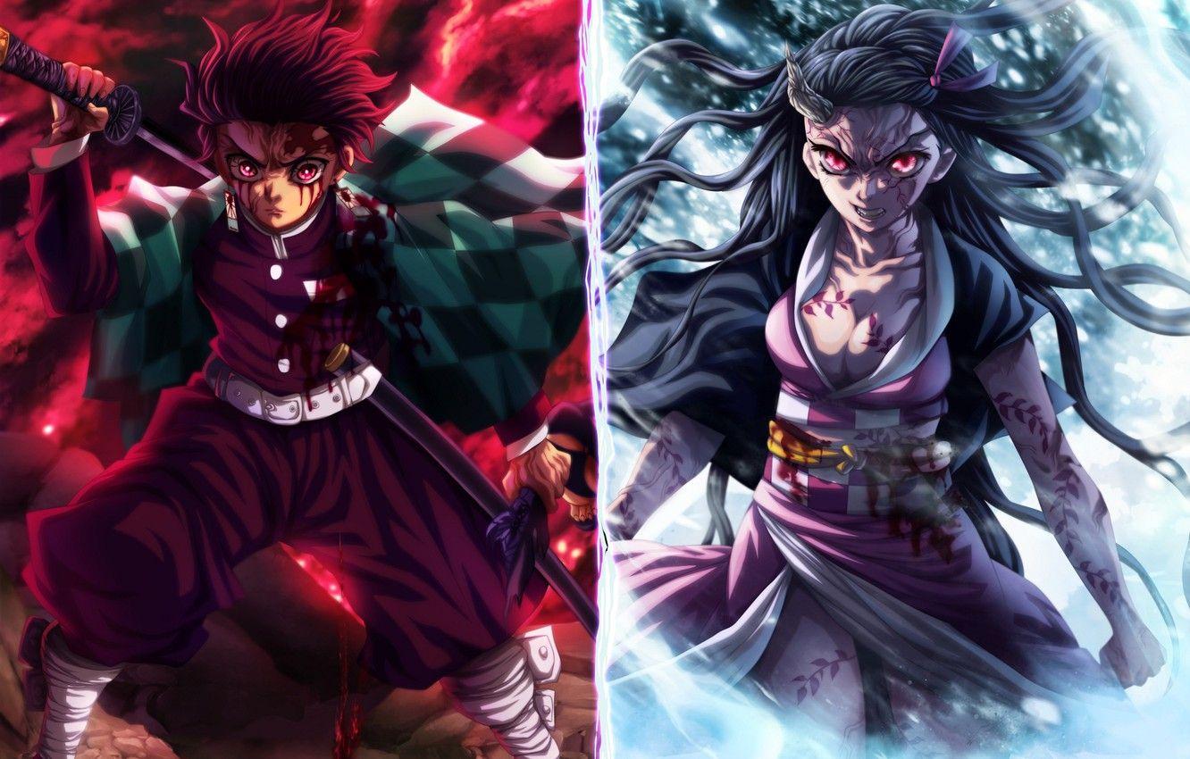 1332x850 Wallpaper Nezuko Kamado, The Blade Cleaves Demons, Tanjirou Kamado, Demon Slayer Kimetsu No Yaiba image for desktop, section сёнэн