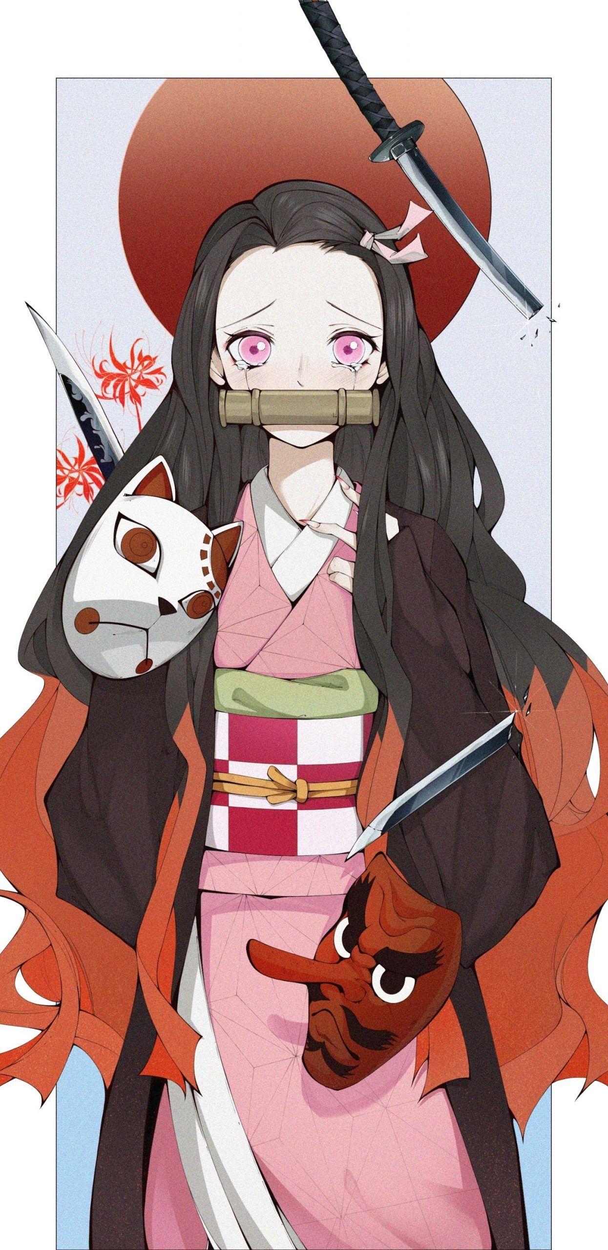 1245x2560 Kamado Nezuko iPhone Wallpaper