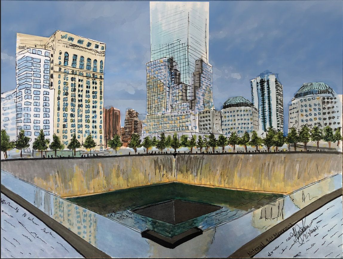 1148x866 Never Forget September 11th Memorial. Patriotic Marker Rendering, 9 11 Tribute, Architecture, Twin Towers And Ground Zero, WTS (prints)