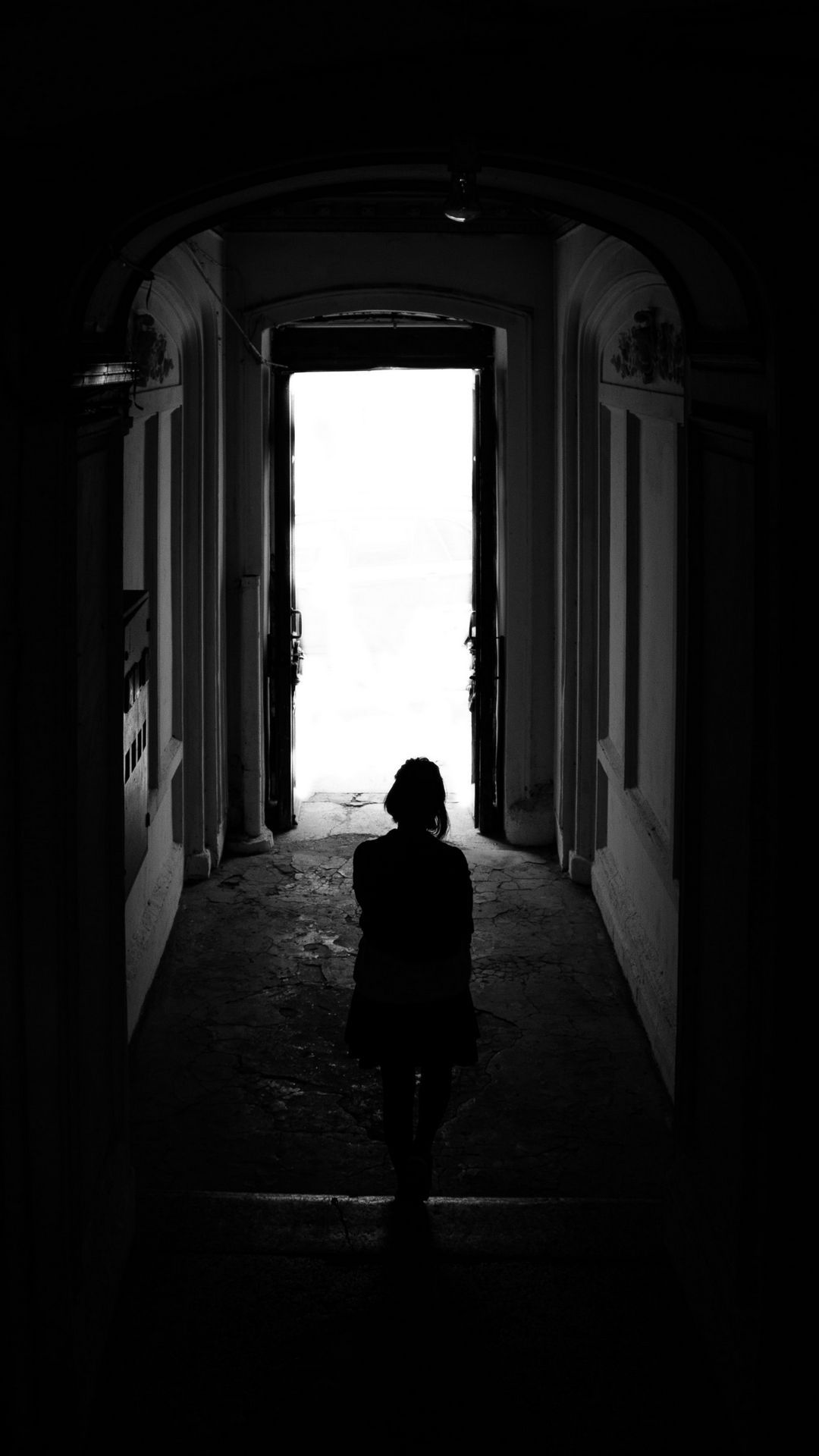 1080x1920 Download wallpaper 1080x1920 loneliness, alone, girl, silhouette, dark, black samsung galaxy s s note, sony xperia z, z z z htc one, lenovo vibe HD background