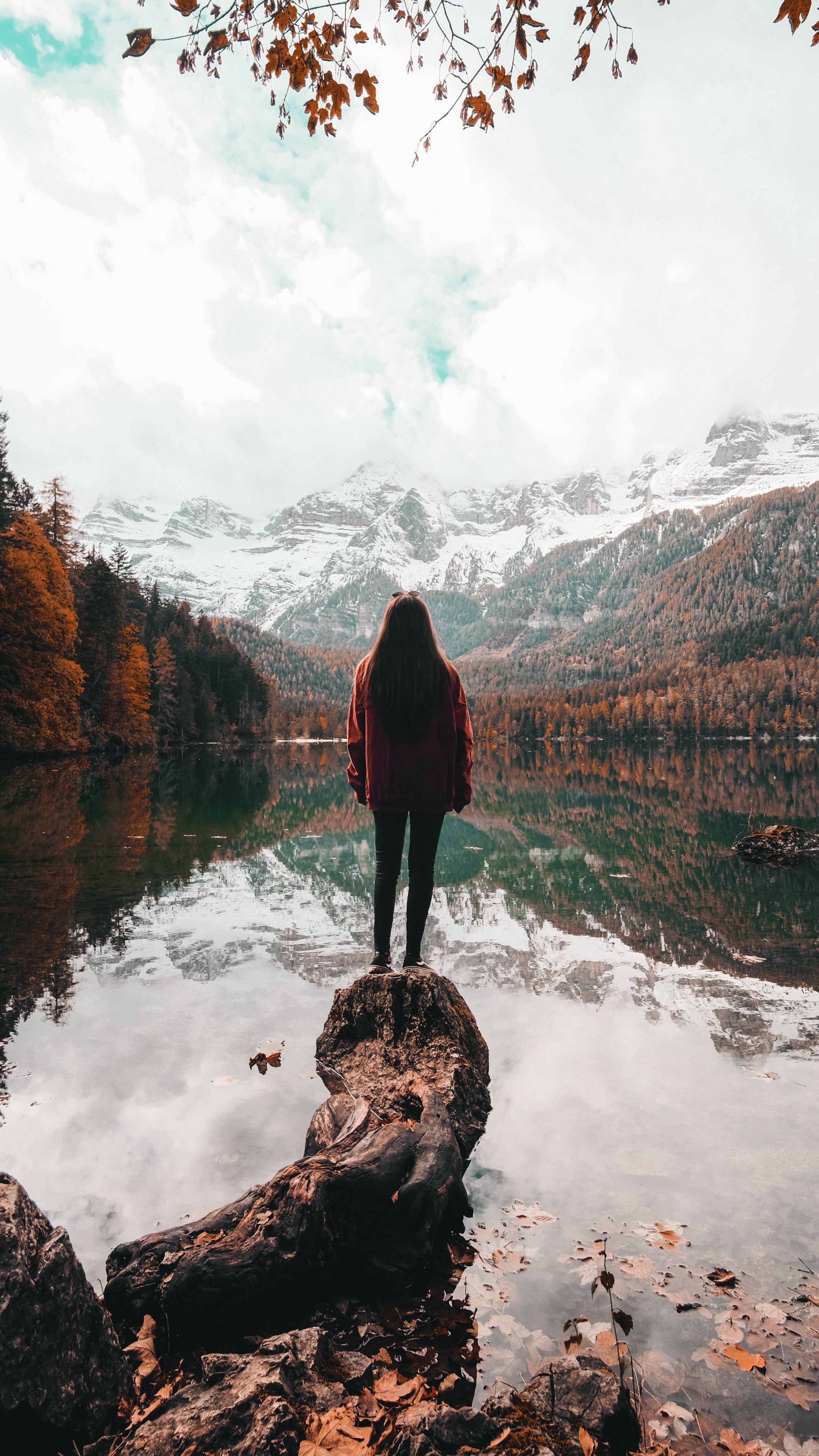 2160x3840 Download wallpaper 2160x3840 girl, alone, lake, mountains, nature samsung galaxy s s note, sony xperia z, z z z htc one, lenovo vibe HD background