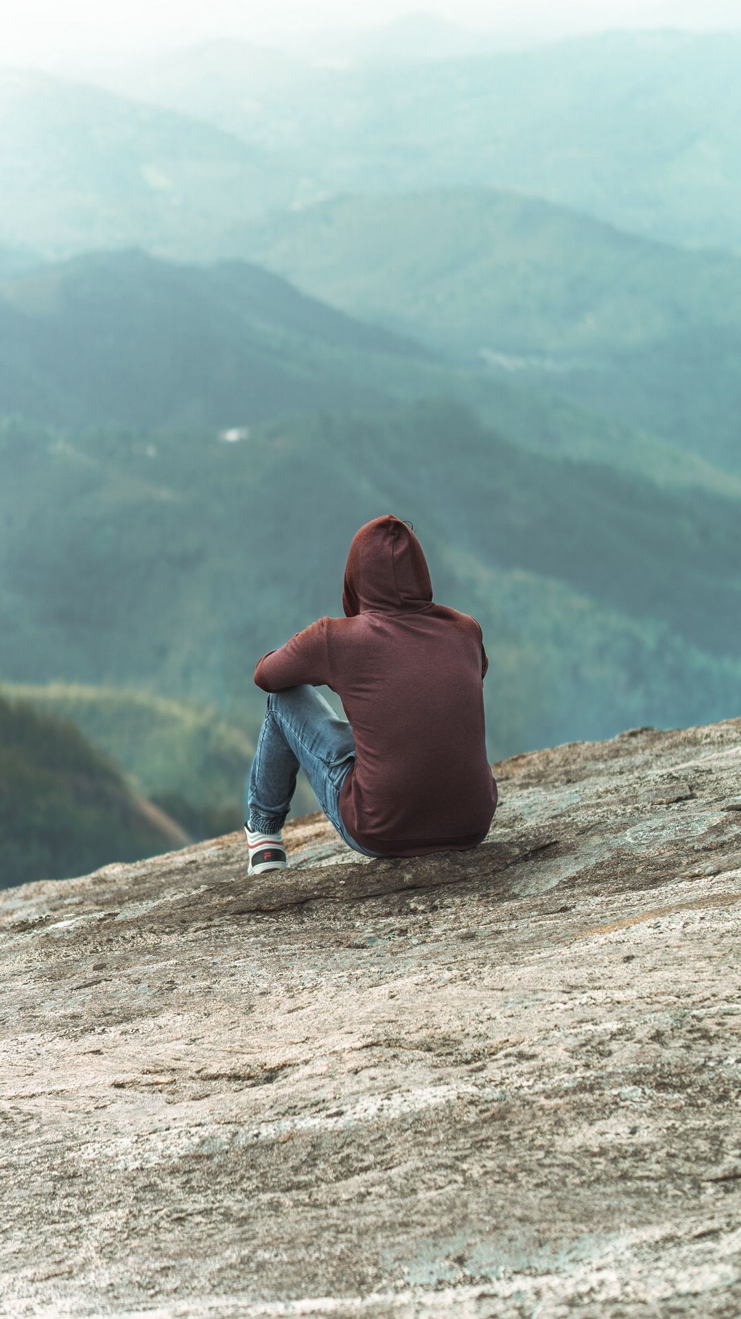 1080x1920 Download wallpaper 1080x1920 man, alone, sad, mountains, view, nature samsung galaxy s s note, sony xperia z, z z z htc one, lenovo vibe HD background