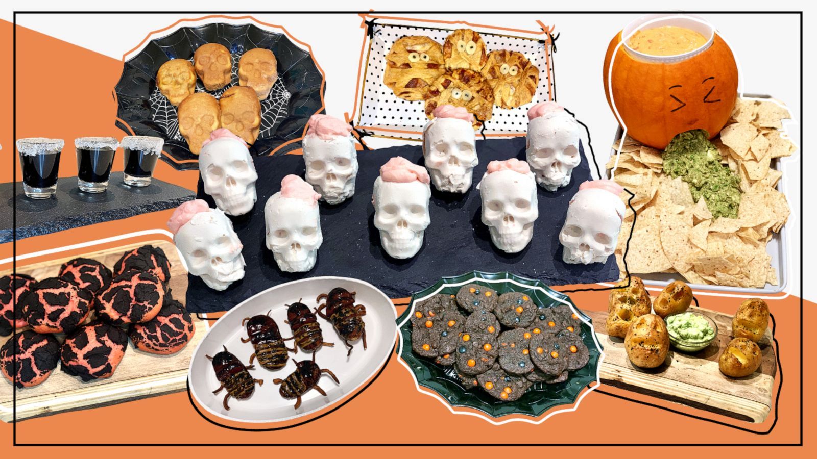 1600x900 Pinterest recipes for Halloween including fangtastic appetizers, desserts, and drinks
