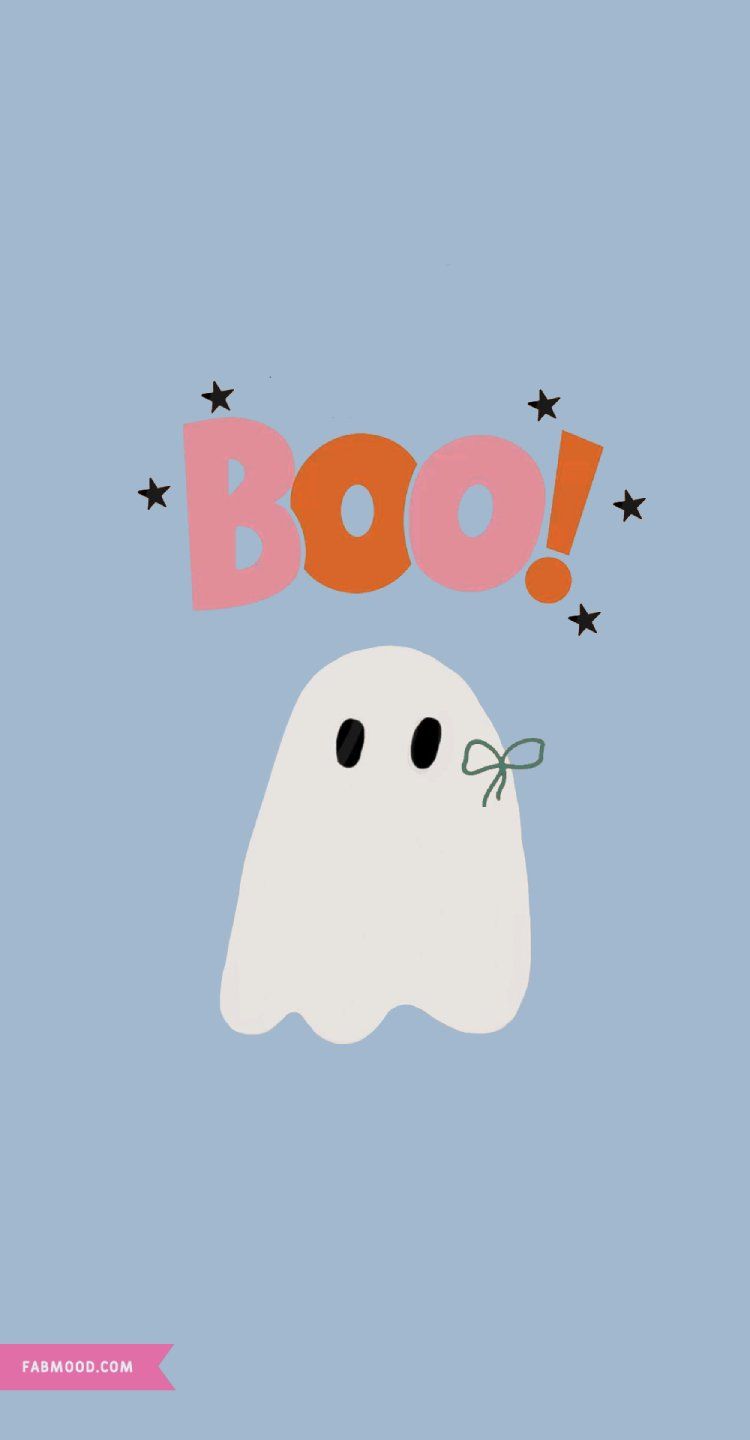 750x1440 Minimalist Blue Coquette Ghost Wallpaper : Cute Phone Background