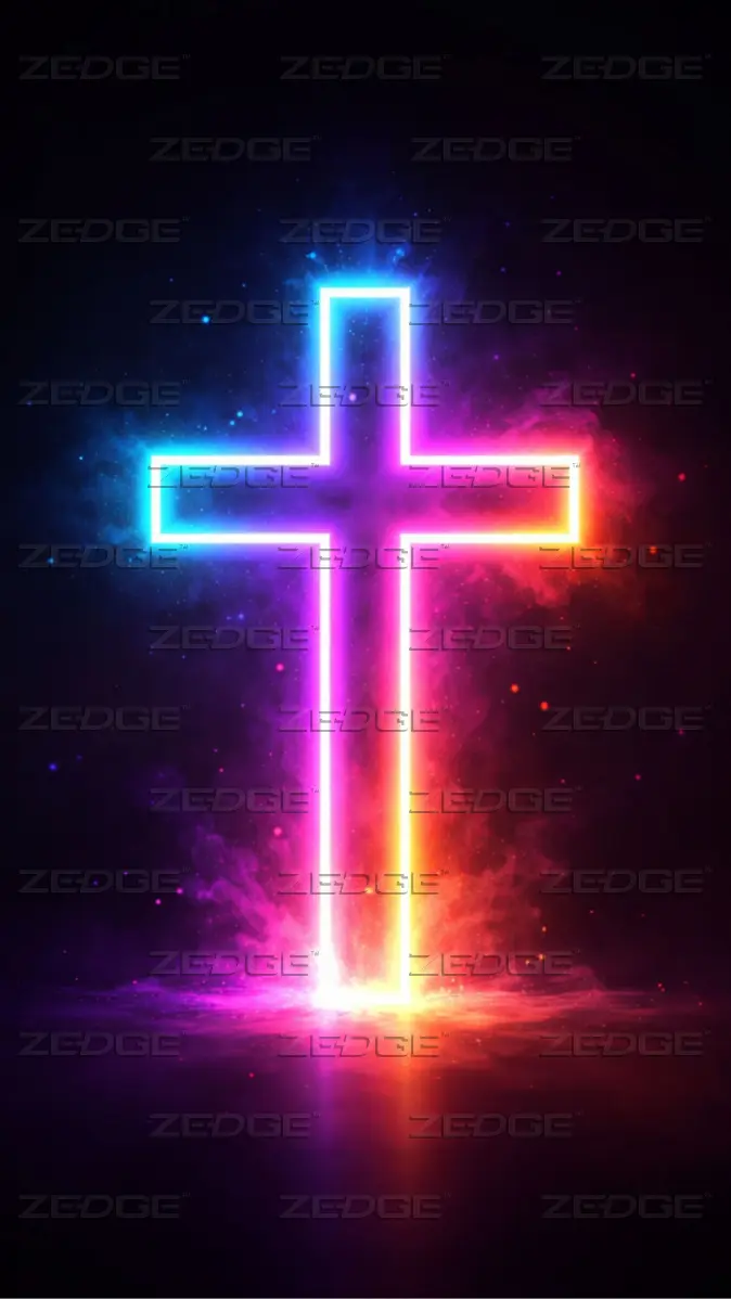 674x1198 Glowing Neon Cross Wallpaper By Neon Lights
