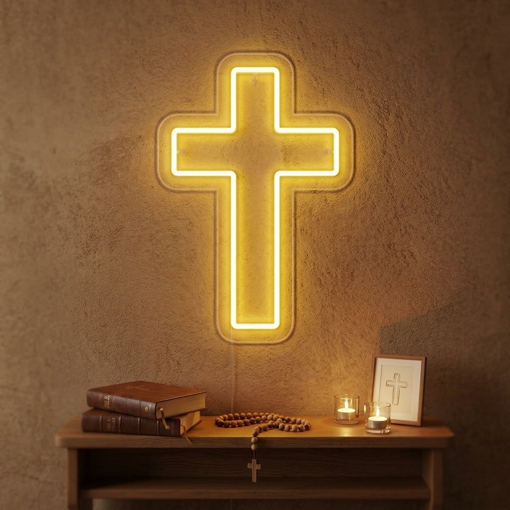 1024x1024 Christian Cross Neon Sign