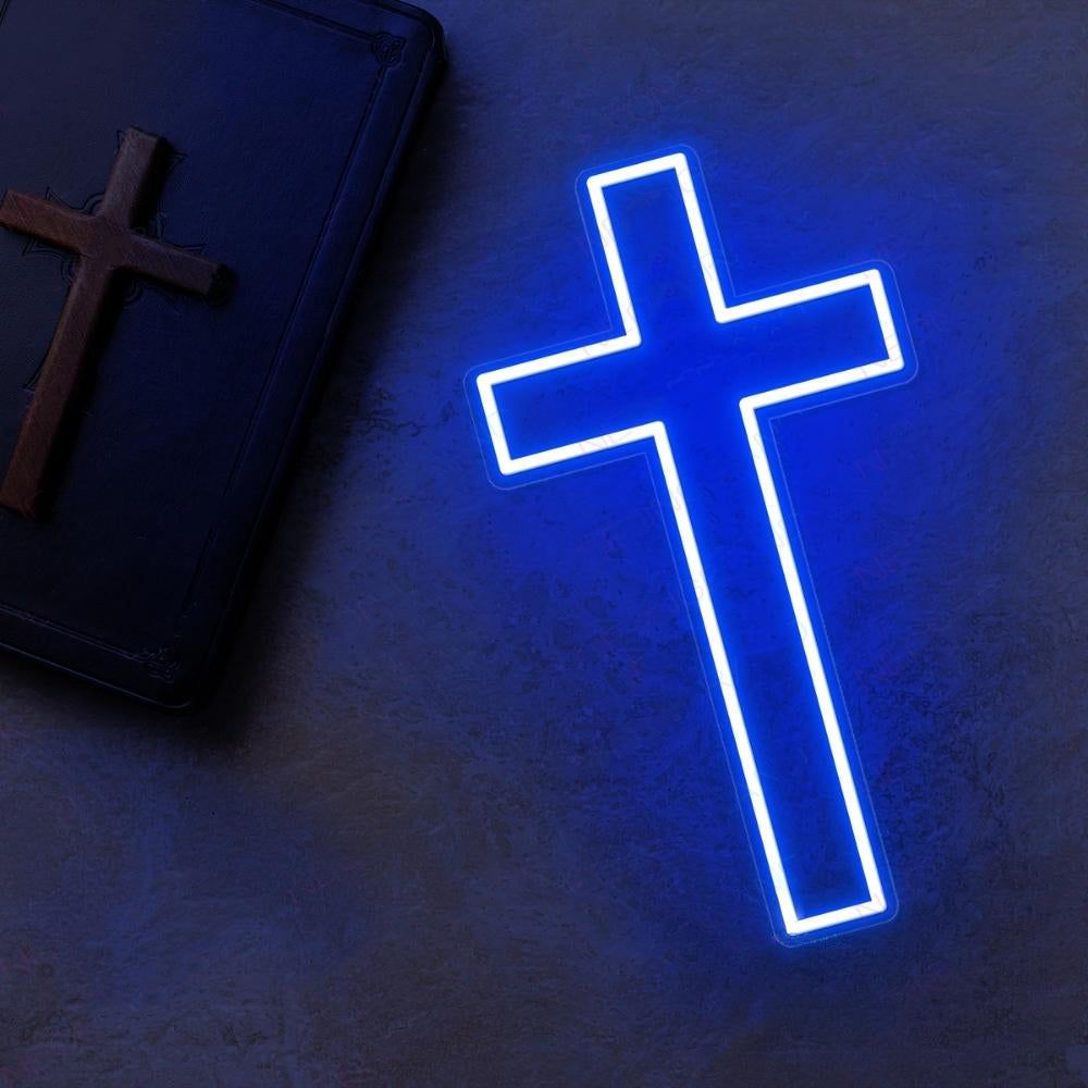 1000x1000 Glowing Cross Neon Wall Light Sacred Christian LED Neon Sign for Bedro