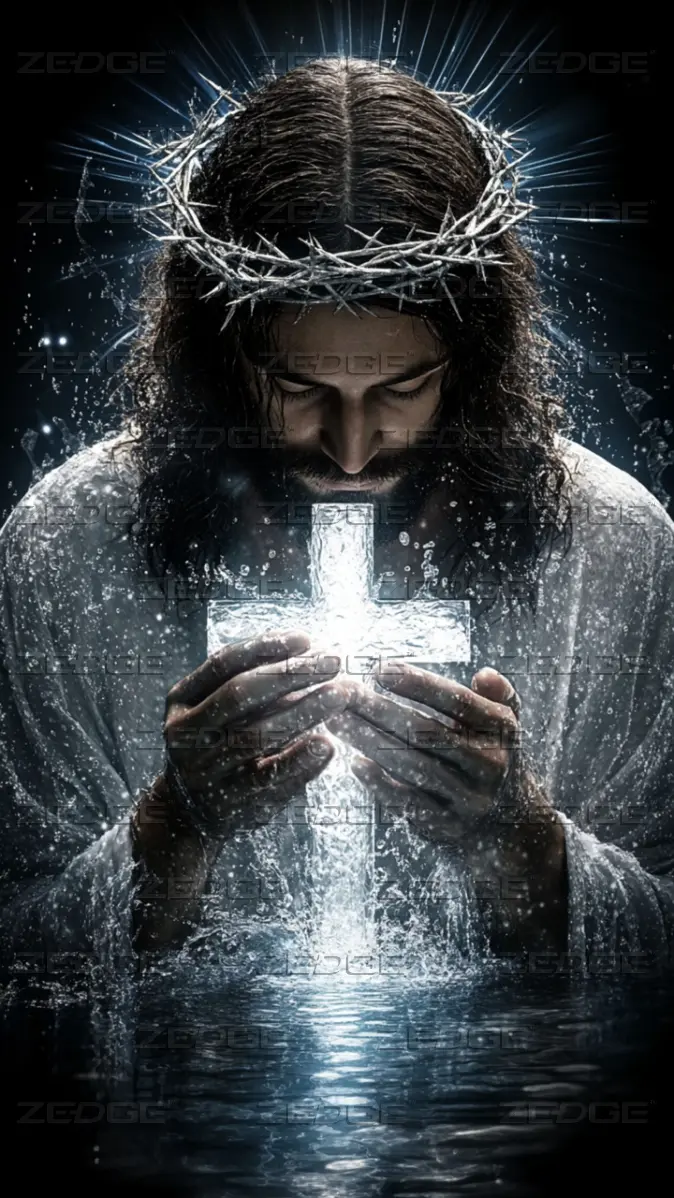 674x1198 Jesus with Glowing Cross wallpaper