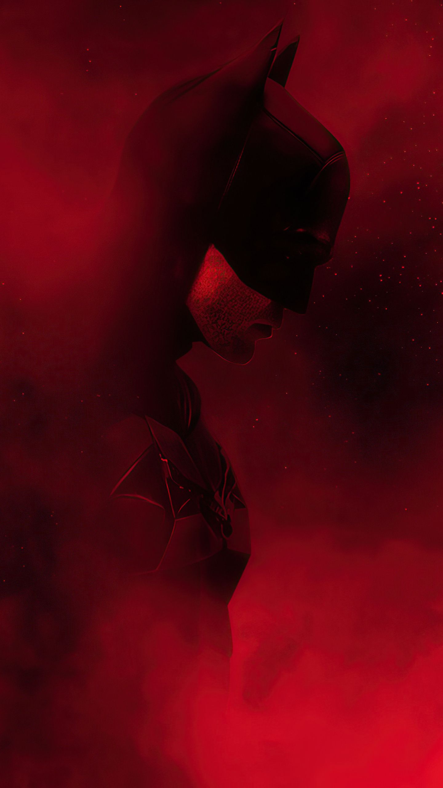 1440x2560 The Batman Red Wallpaper