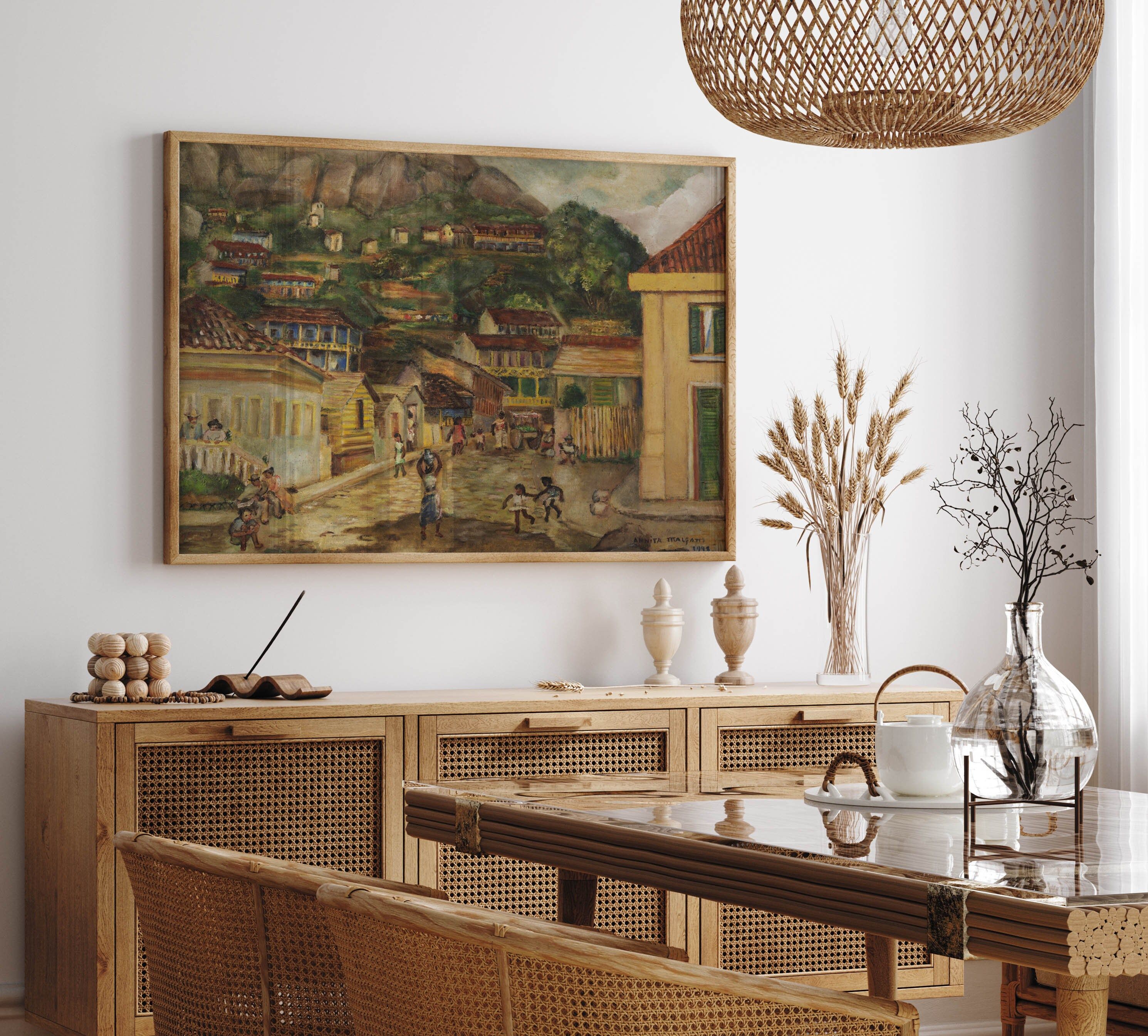 2980x2689 Anita Malfatti Ouro Preto Brazil Art Print: Colorful Townscape Wall Decor