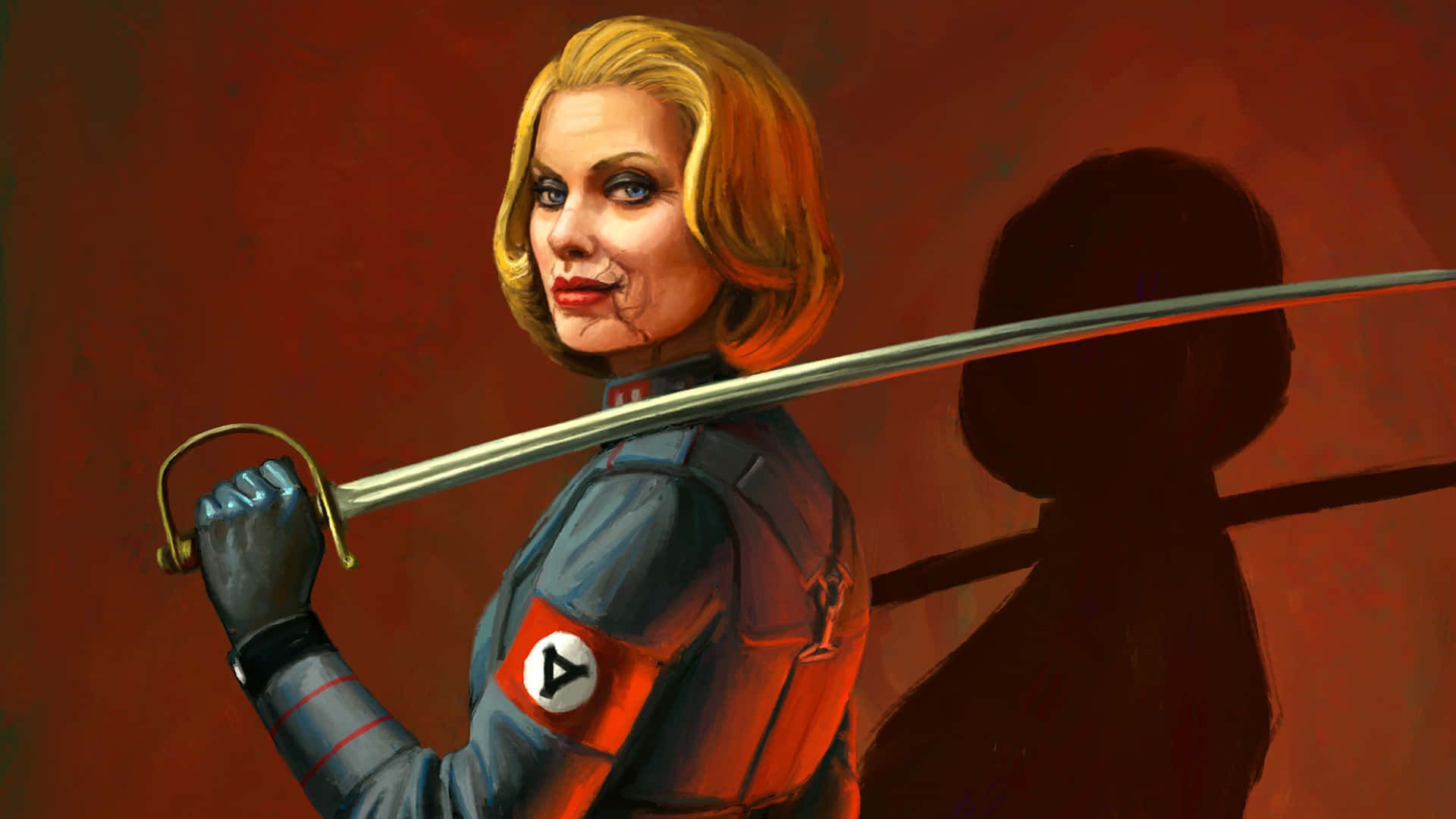 1920x1080 Download Intense Wolfenstein II Game Action Scene Background