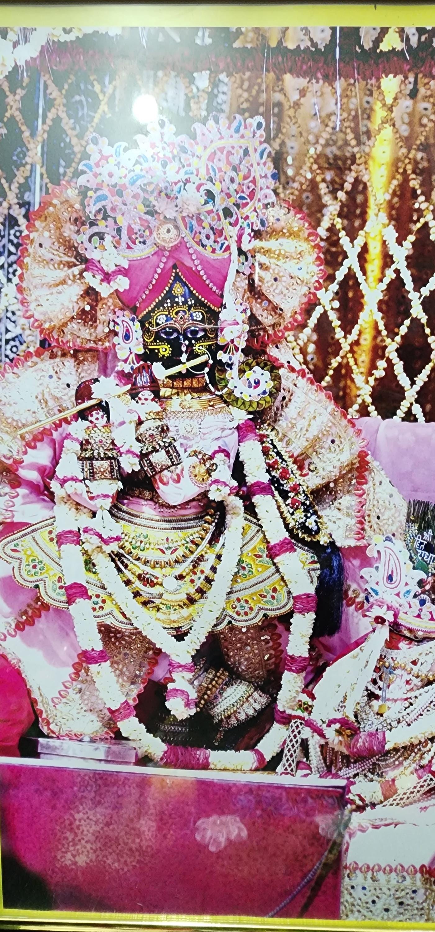 1401x3000 Radha Vallabh Photo Frame Size 12x18inch, Mdf Wooden Frame of Vrindavan Temple, Radha Vallabh Ji Wooden Photo Frame
