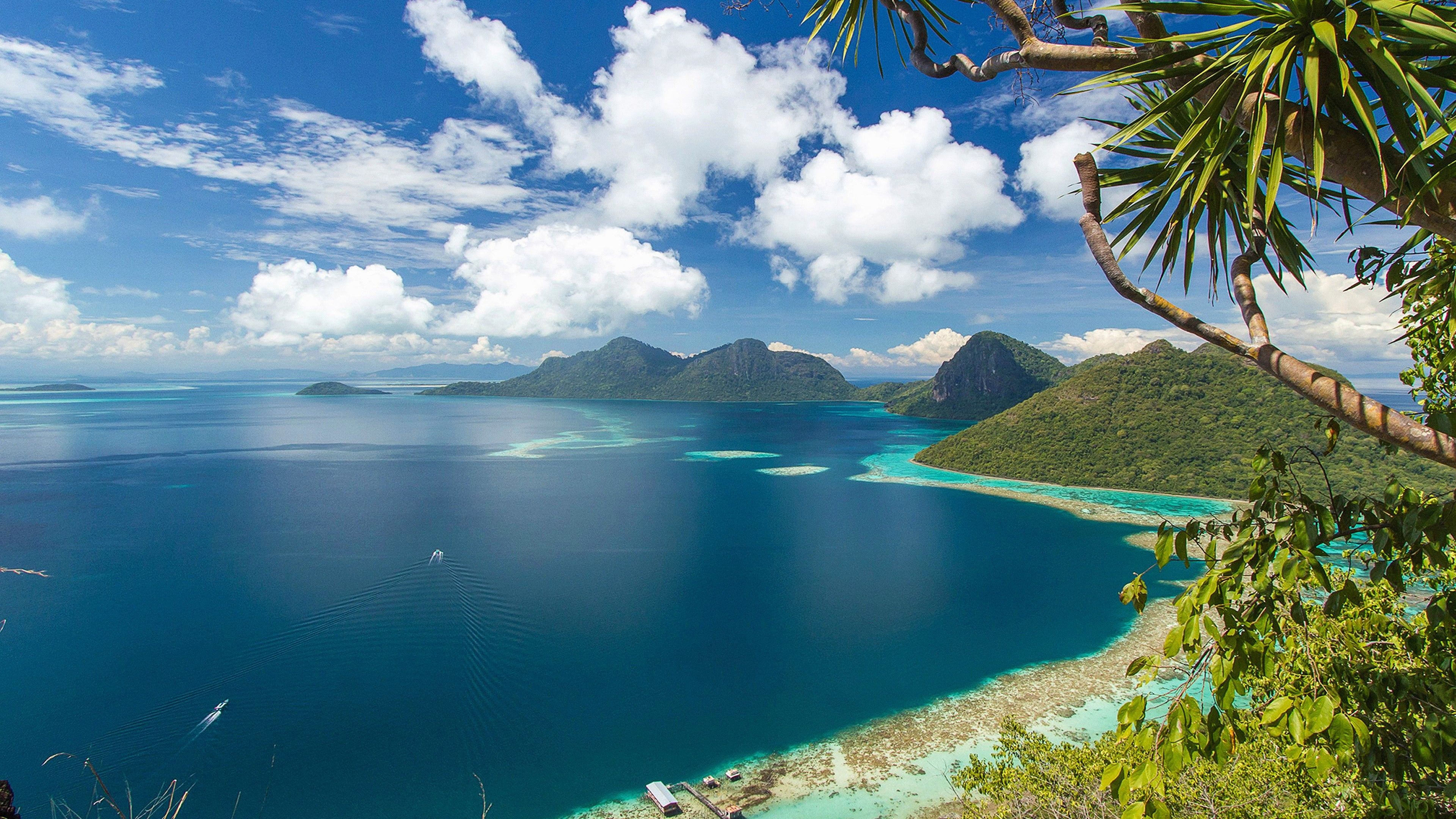 3840x2160 Malaysia Sea Under Blue Sky With Clouds 4K HD Nature Wallpaper